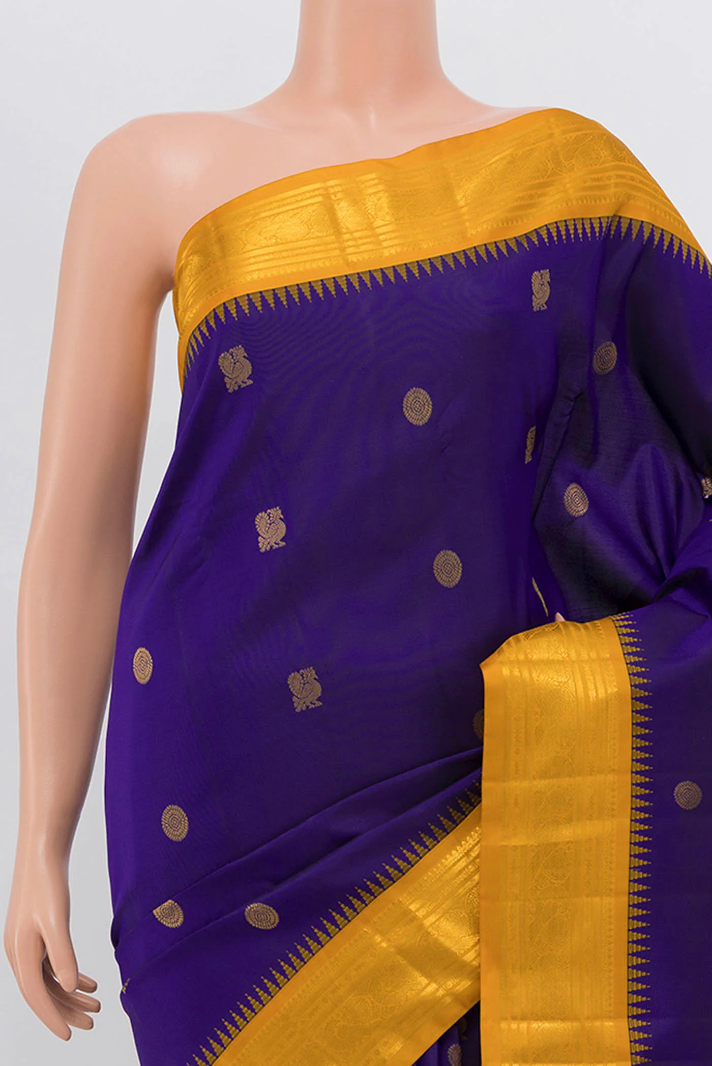Navy Blue Kanchipuram Silk Saree - Image 2
