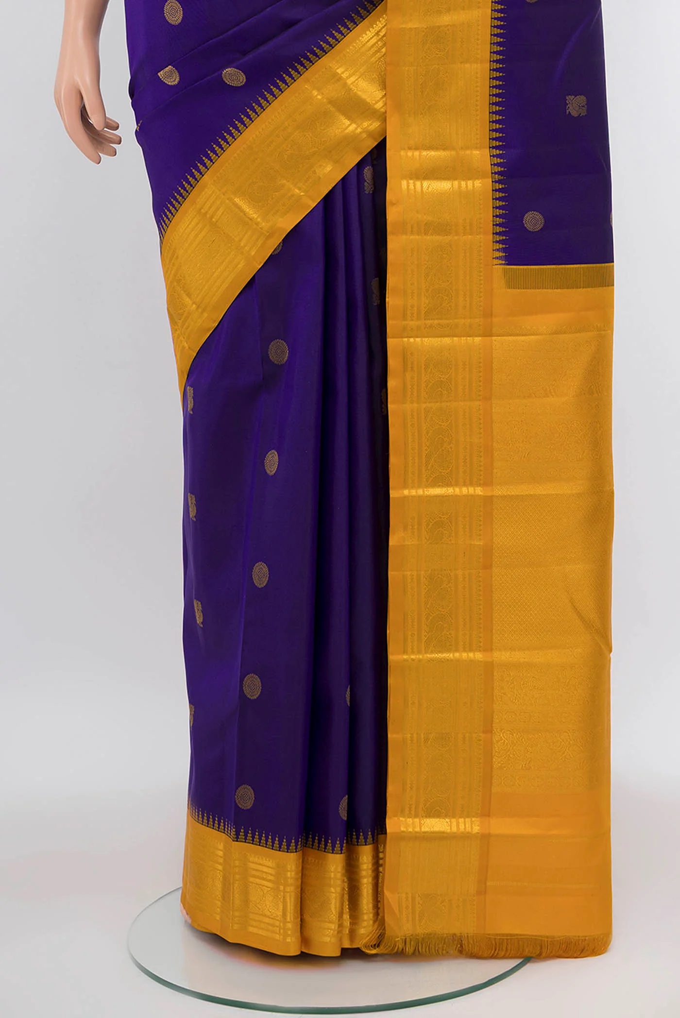 Navy Blue Kanchipuram Silk Saree - Image 3