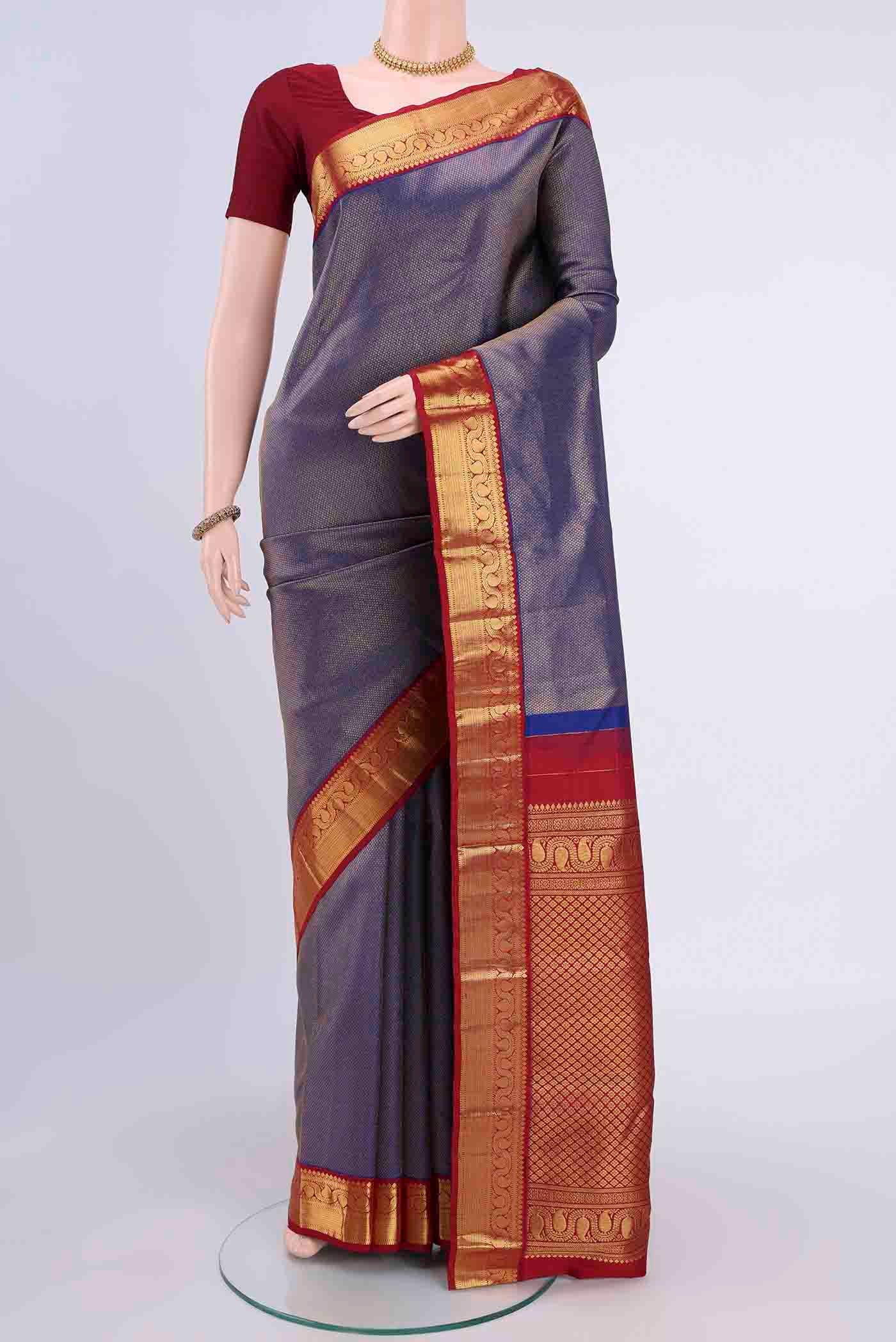 Navy Blue Kanjivaram Silk Saree