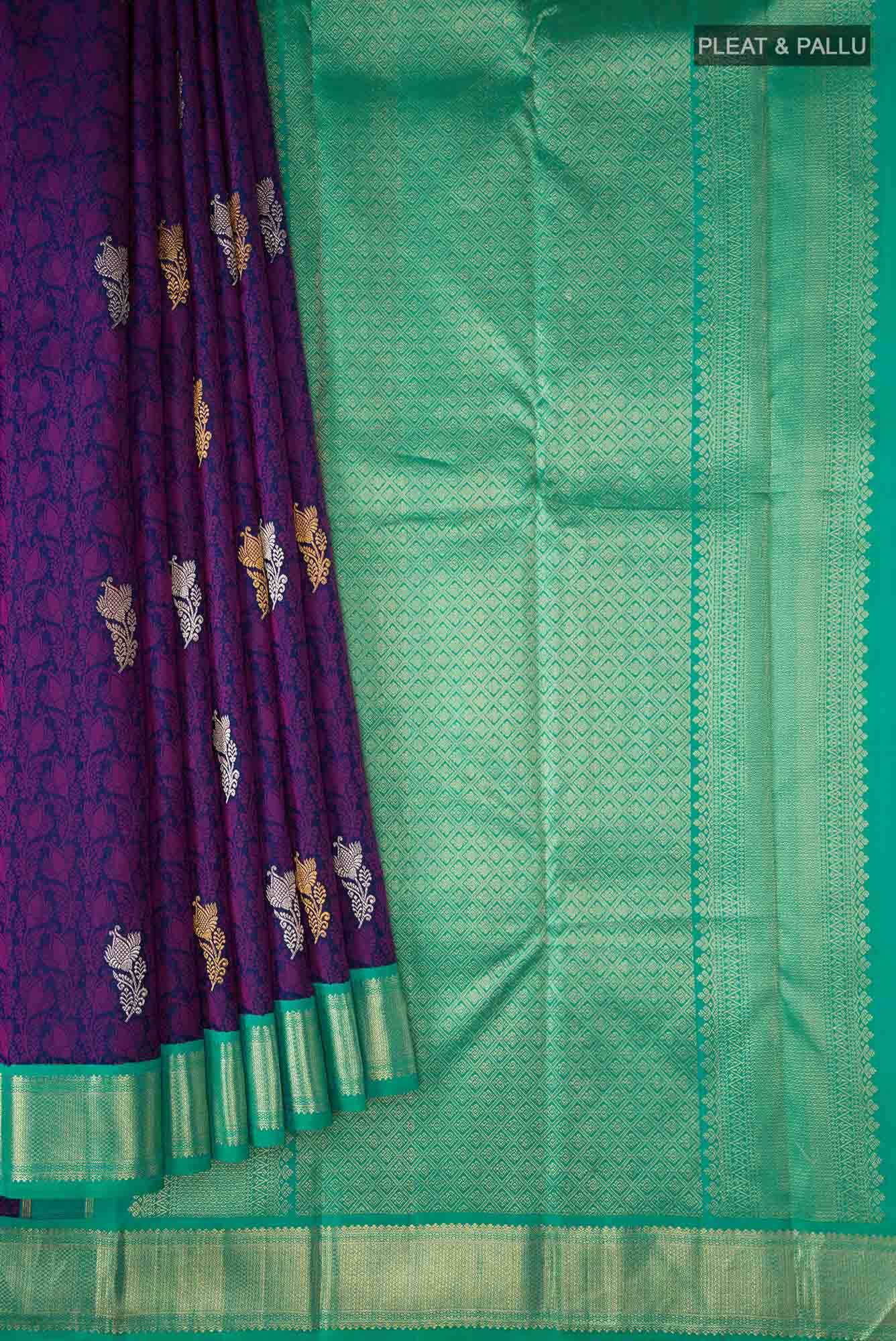 Navy Blue Kanjivaram Silk Saree - Image 2
