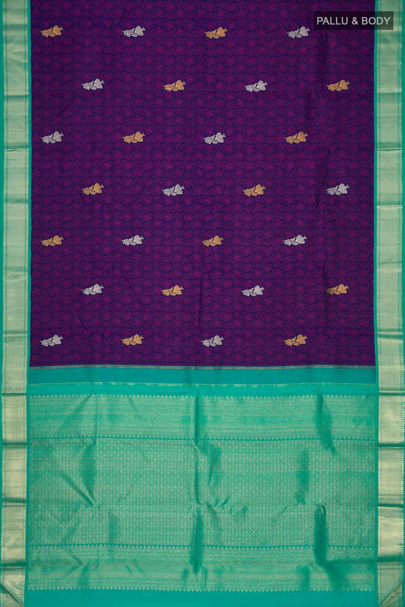 Navy Blue Kanjivaram Silk Saree - Image 4