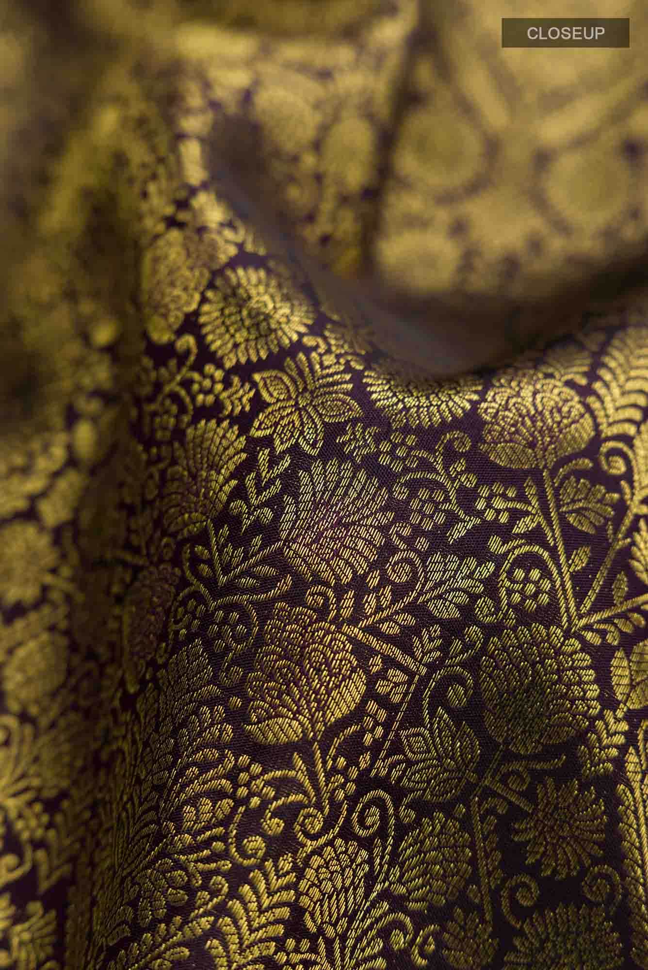 Navy Blue Kanchipuram Silk Saree - Image 3