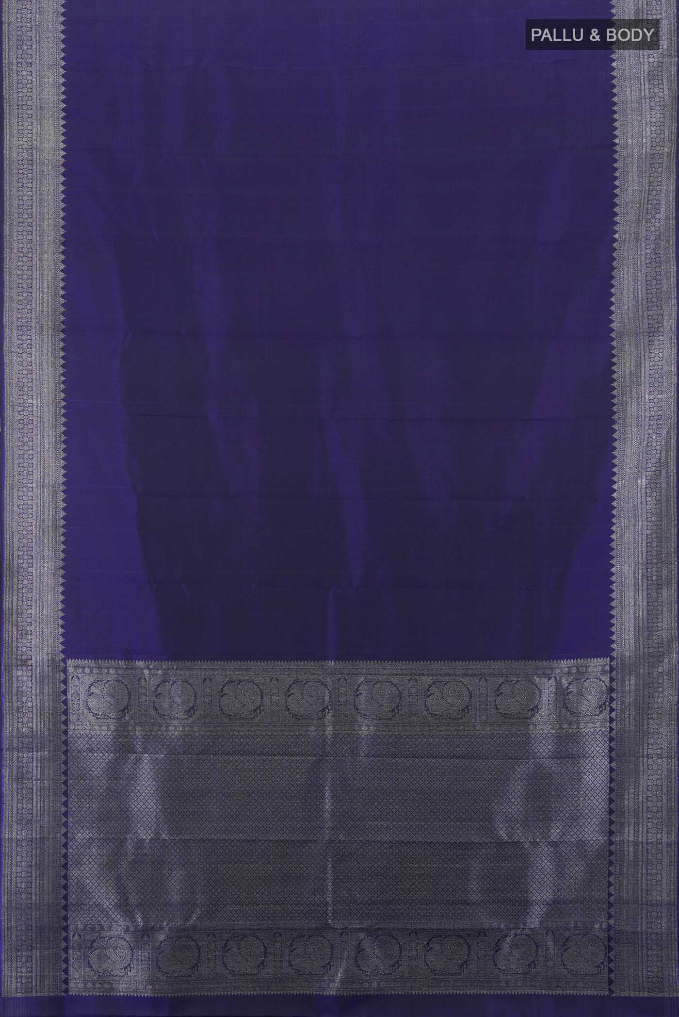 Navy Blue Kanjivaram Silk Saree - Image 5