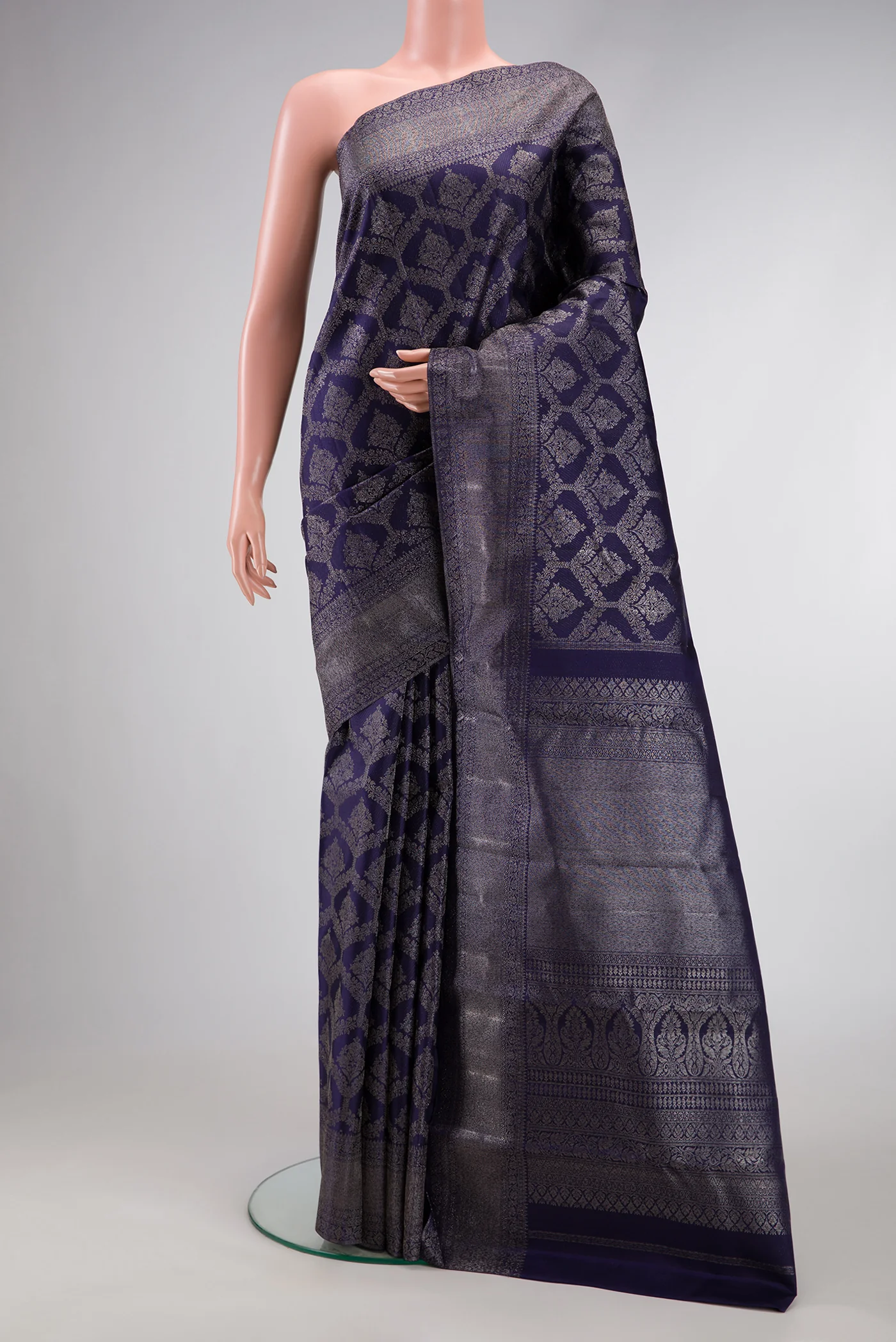 Navy Blue Kanjivaram Silk Saree