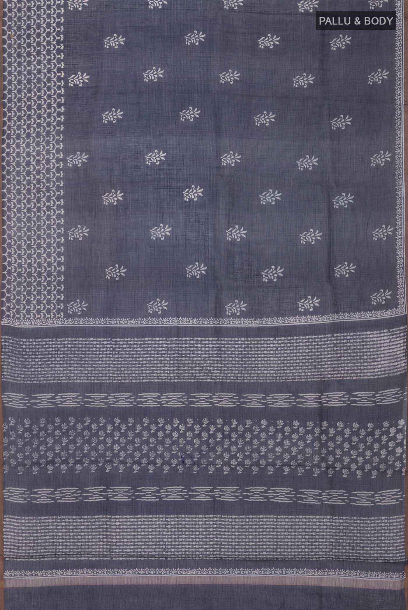 Navy Blue Kota Cotton Saree - Image 3