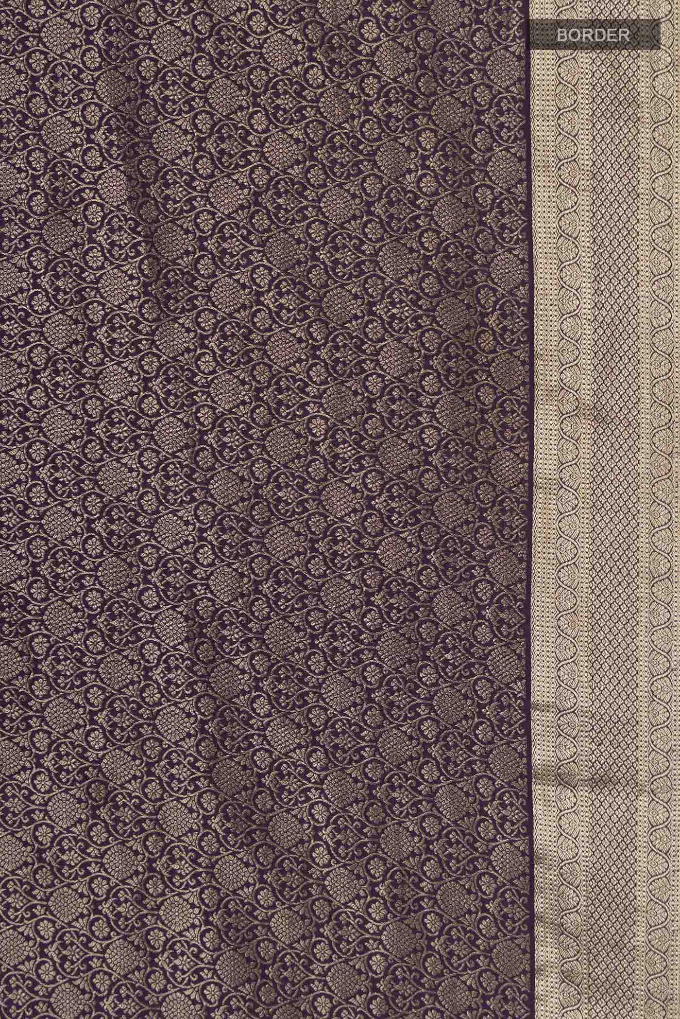 Navy Blue Mysore Crepe Saree - Image 3