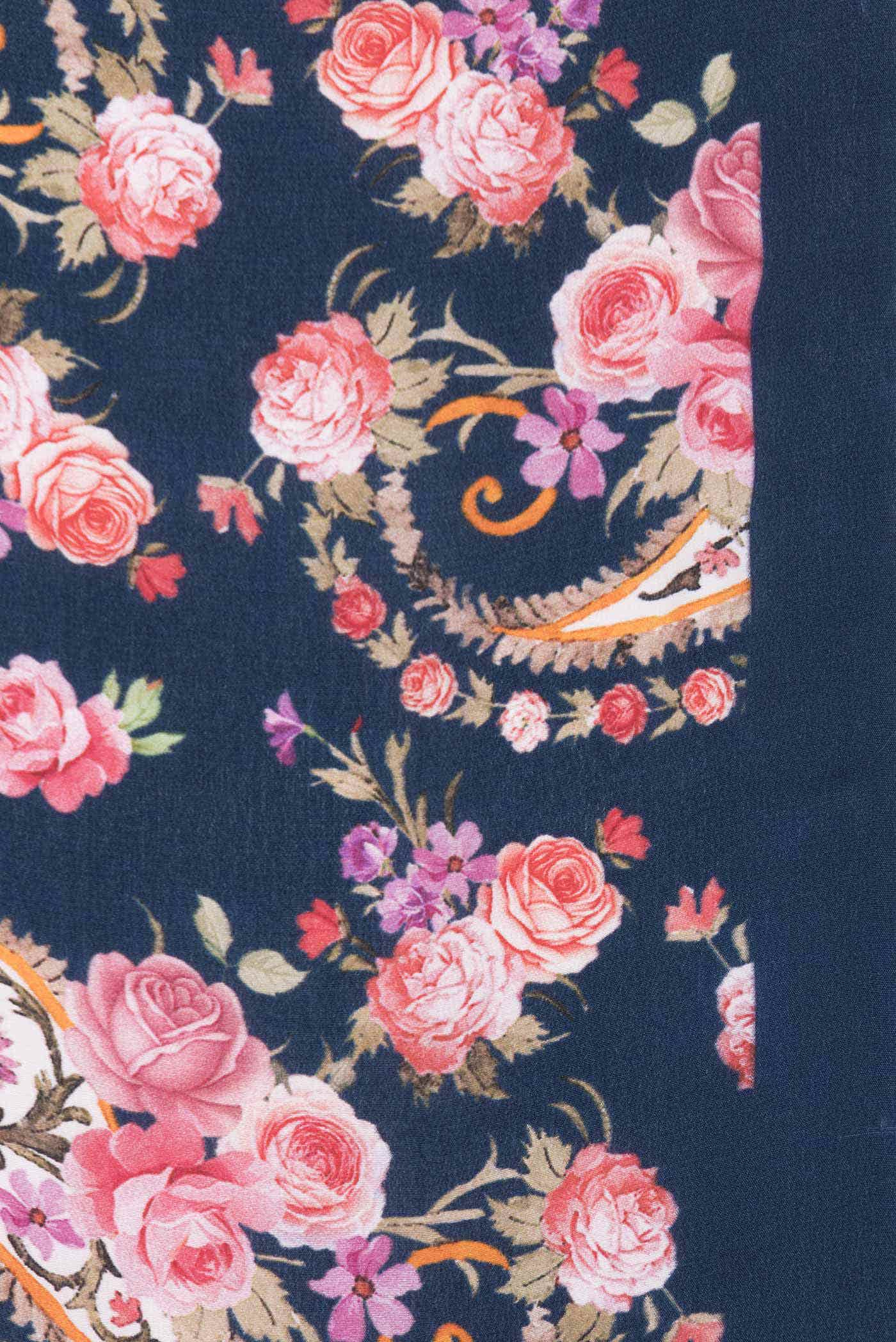 Navy Blue Mysore Crepe Saree - Image 3