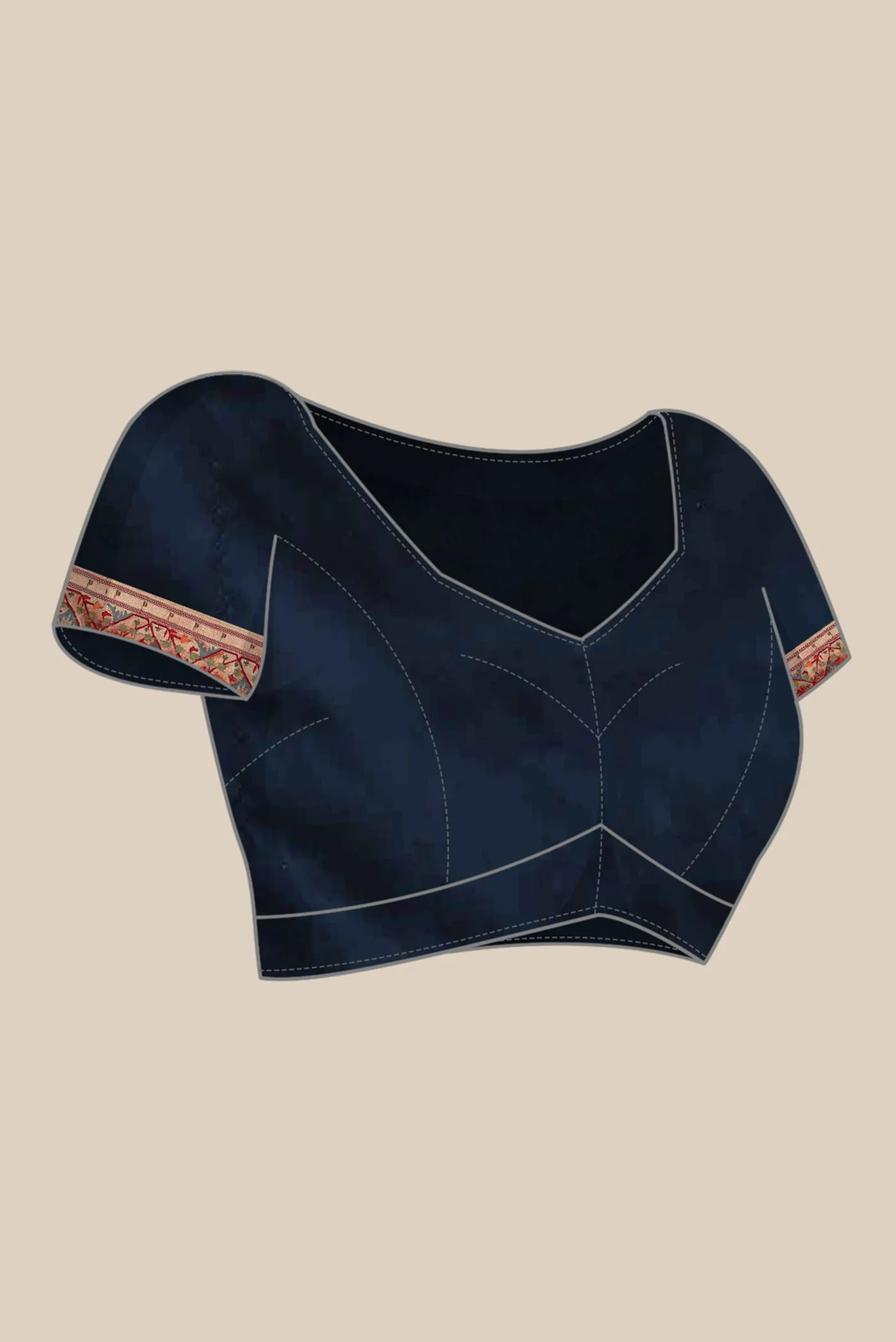 Pure Silk Pure Zari Navy Blue Paithani Saree - Image 7