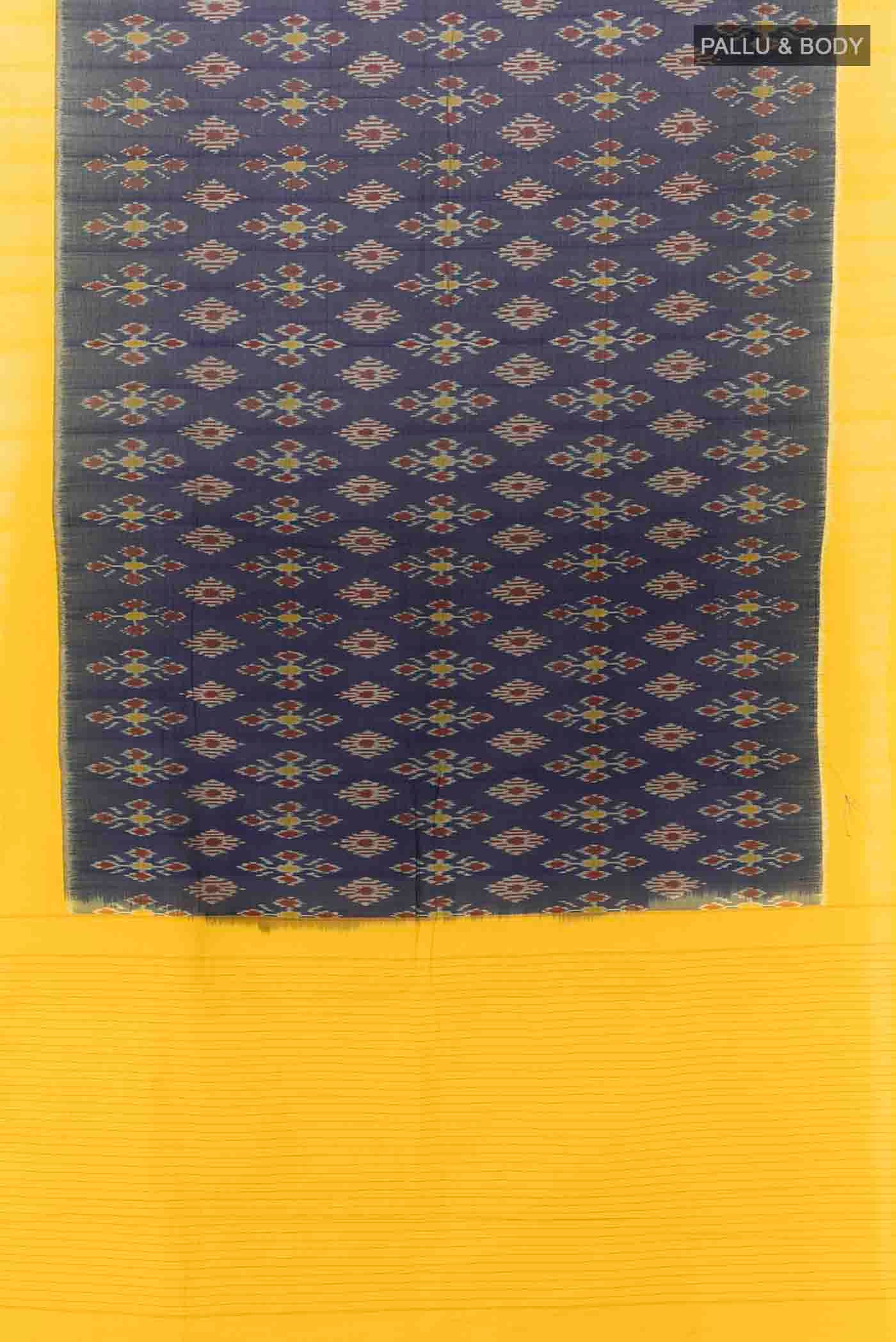 Navy Blue Pochampally Cotton Saree - Image 5