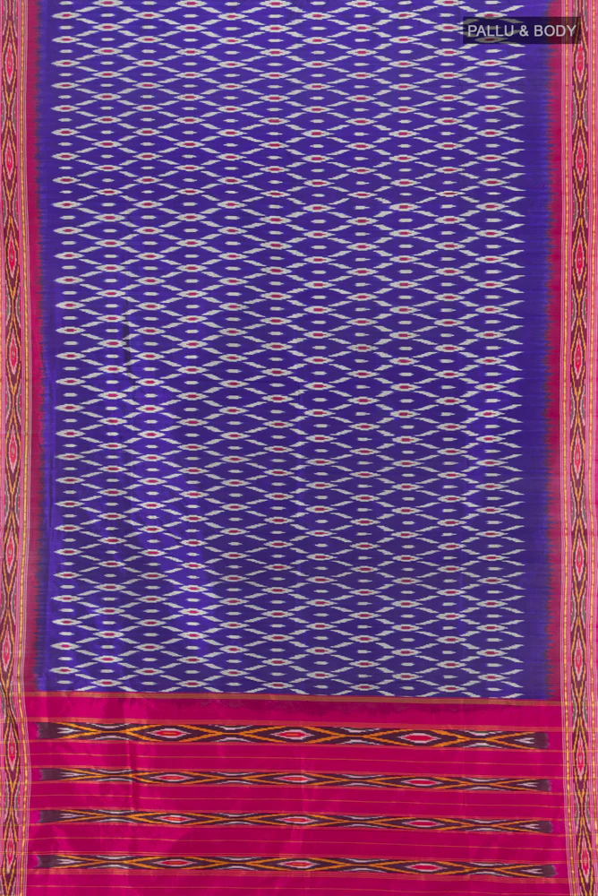 Royal Blue Pochampally Silk Saree - Image 4