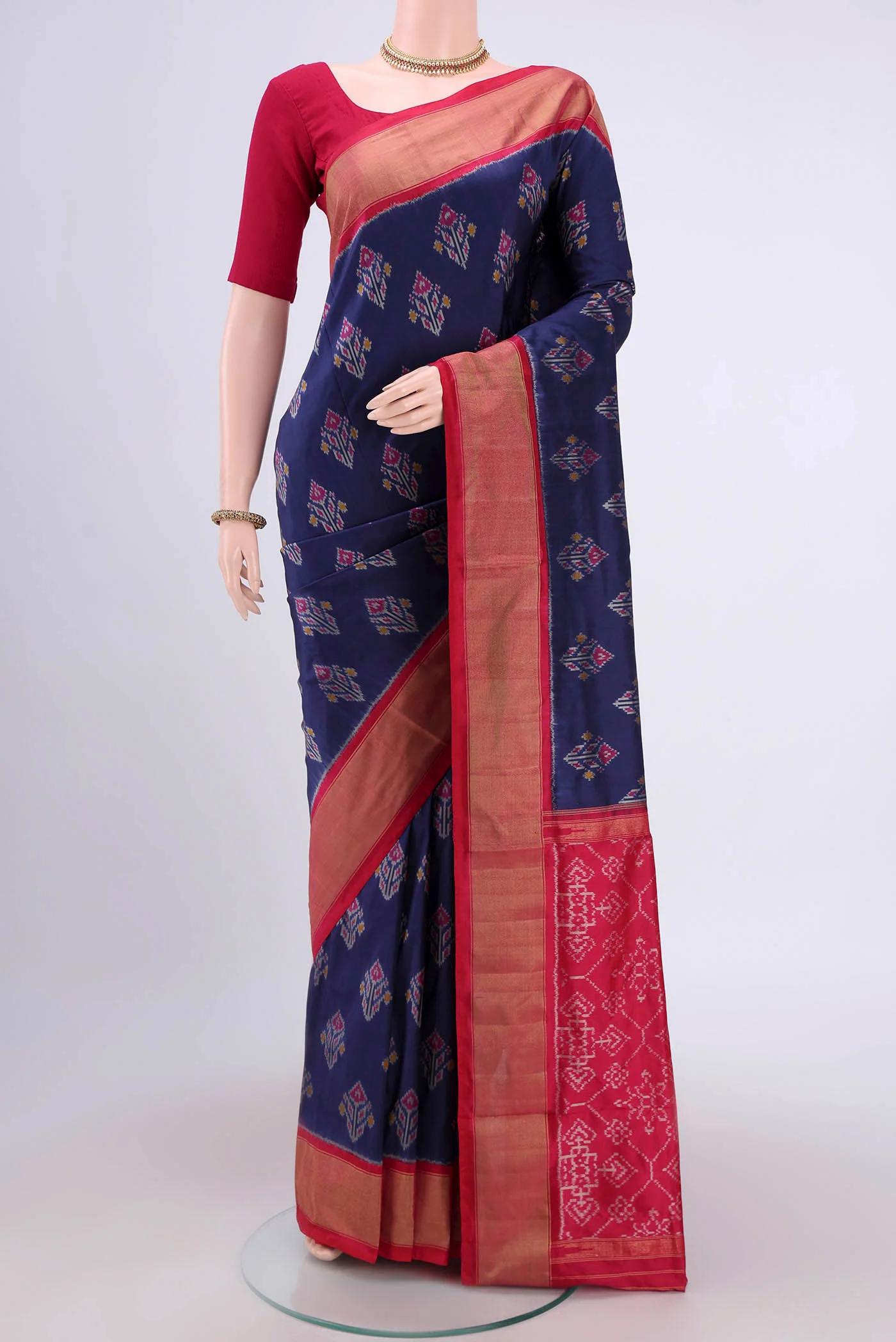 Navy Blue Pochampally Silk Saree