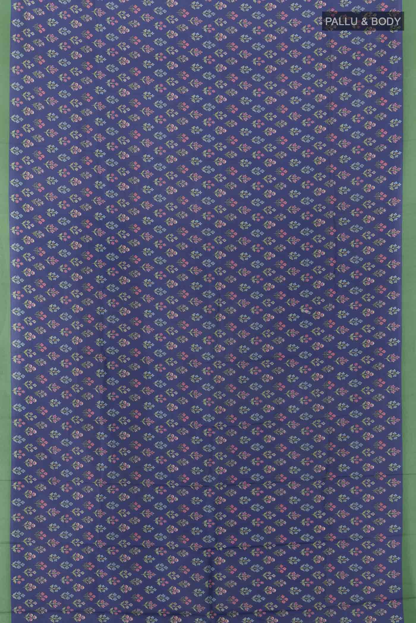 Navy Blue Printed Silk Saree - Image 5