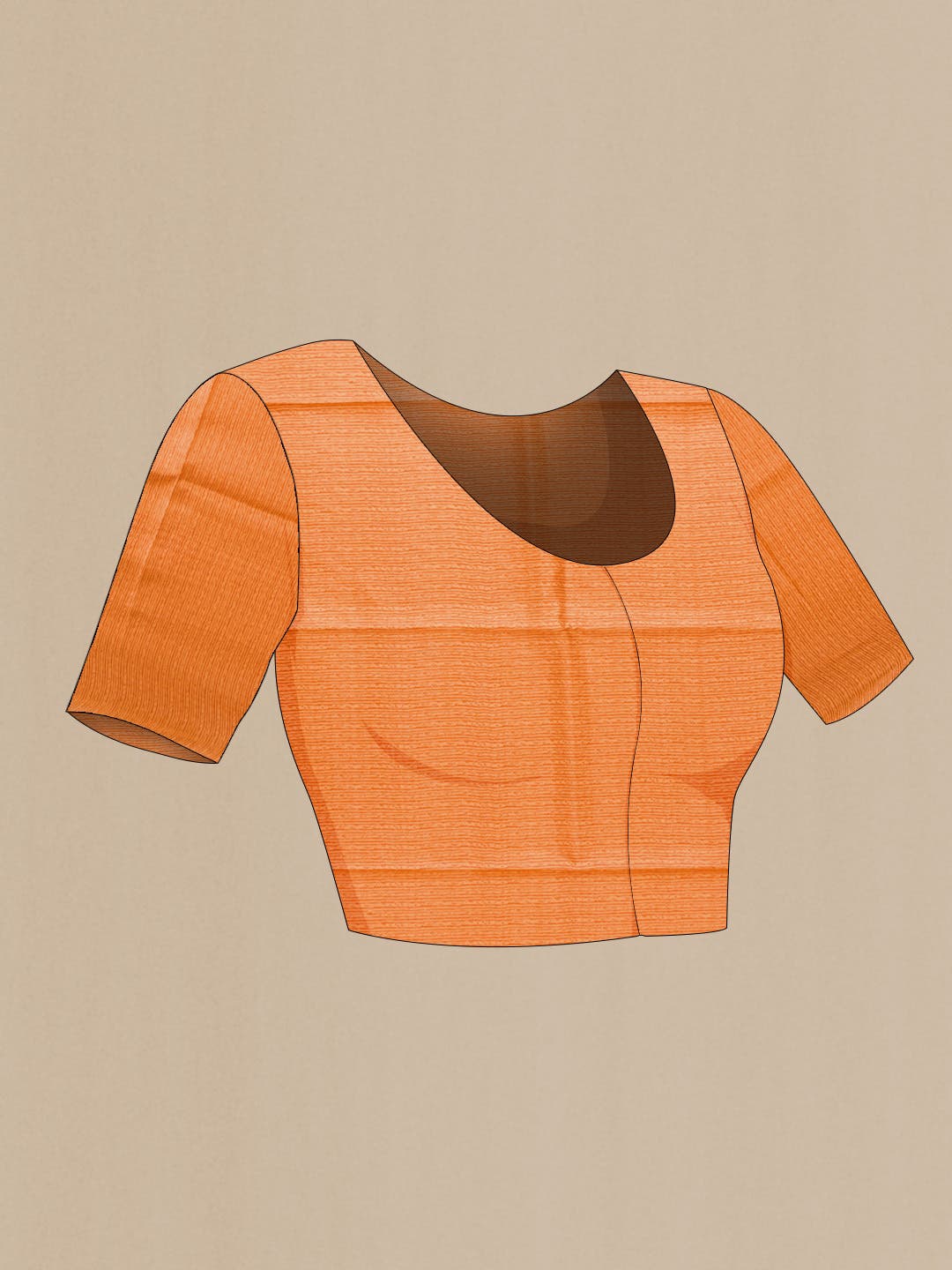 Orange Printed Silk Saree - Image 4