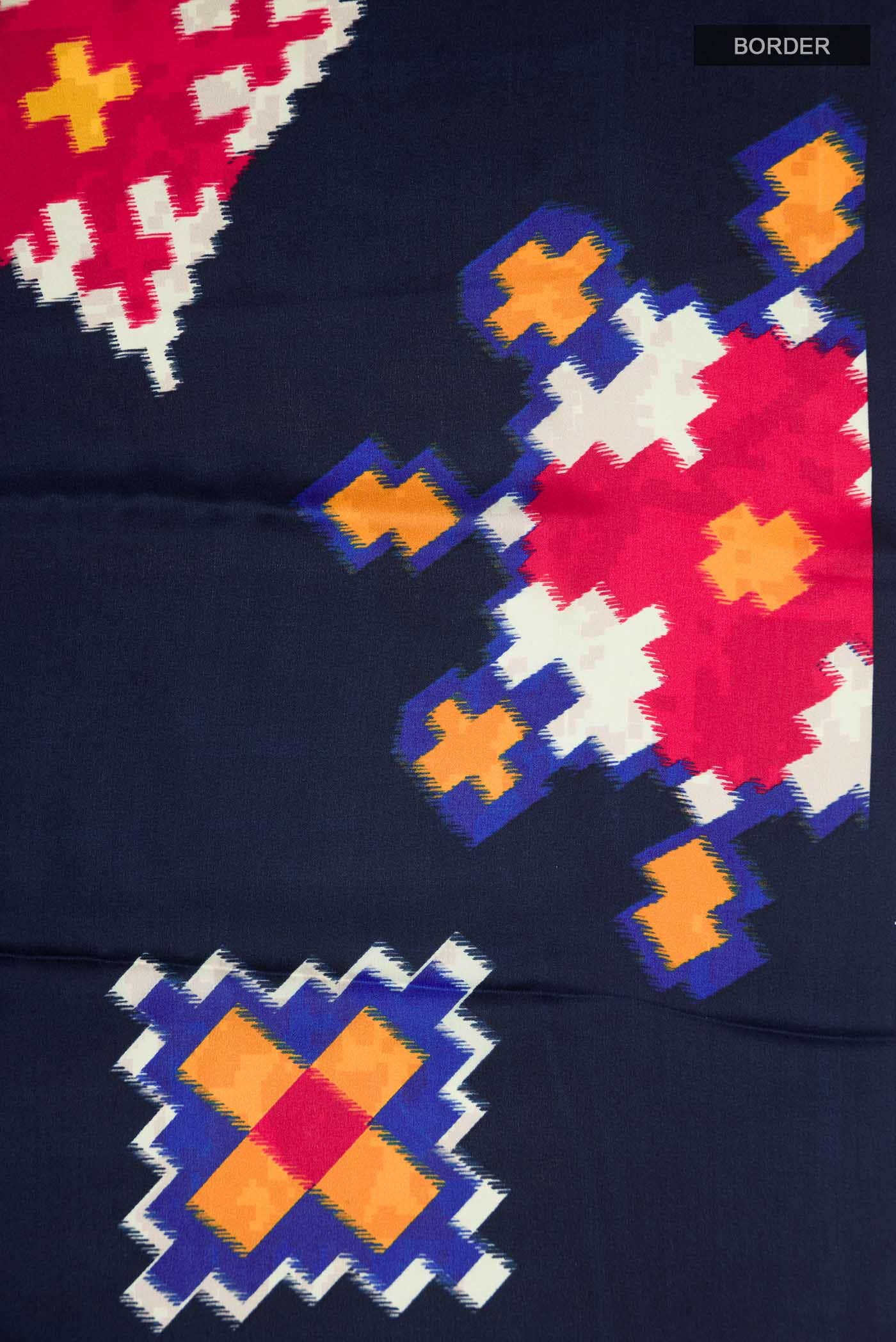 Navy Blue Satin Silk Saree - Image 4