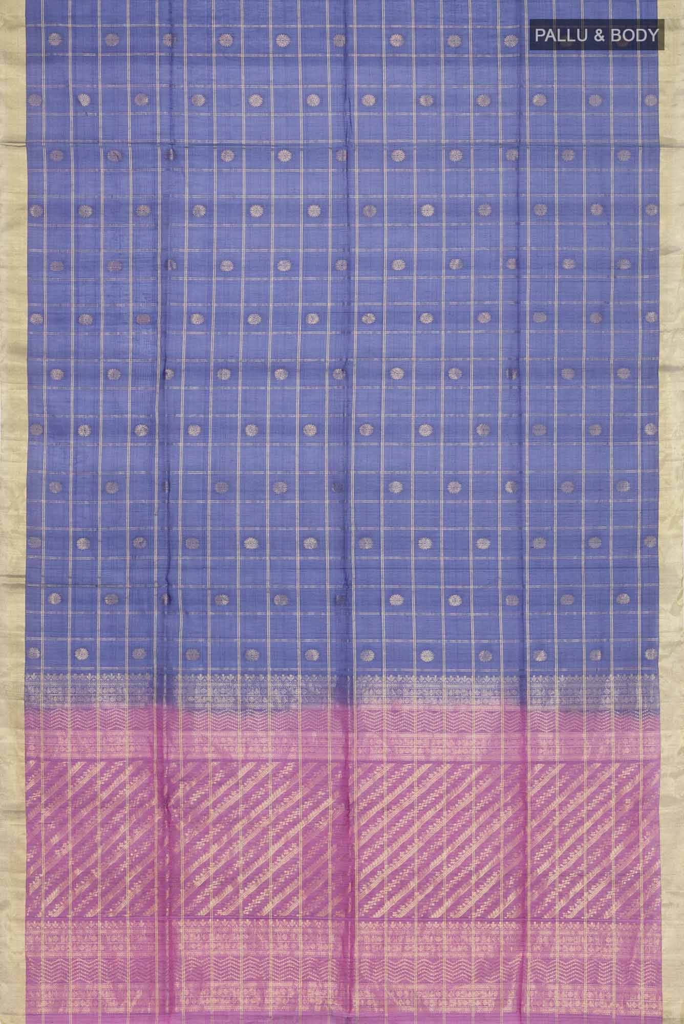 Navy Blue Silk Cotton Saree - Image 2