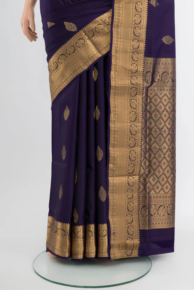 Navy Blue Soft Silk Saree - Image 3