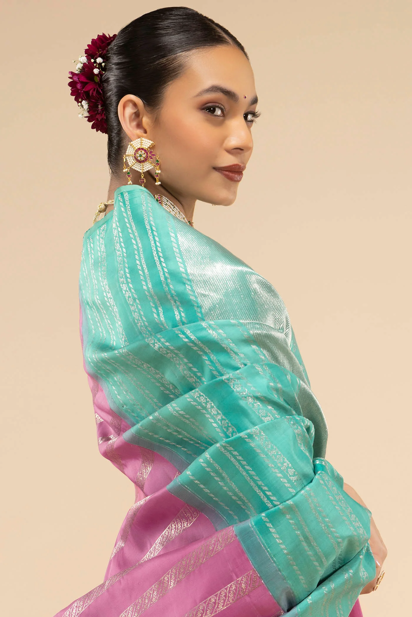 Nayantara-Pink Kanchipuram Silk Saree - Image 2