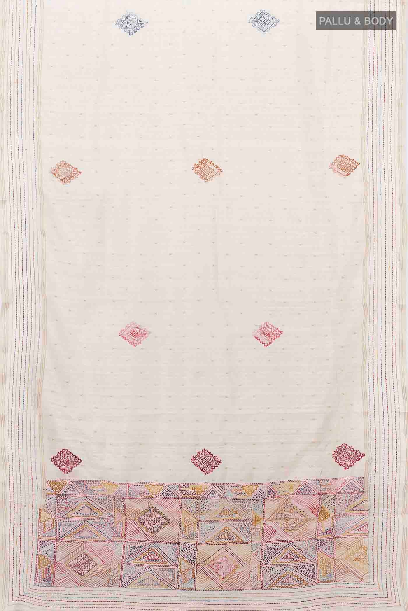 Off White Art Silk Saree - Image 5