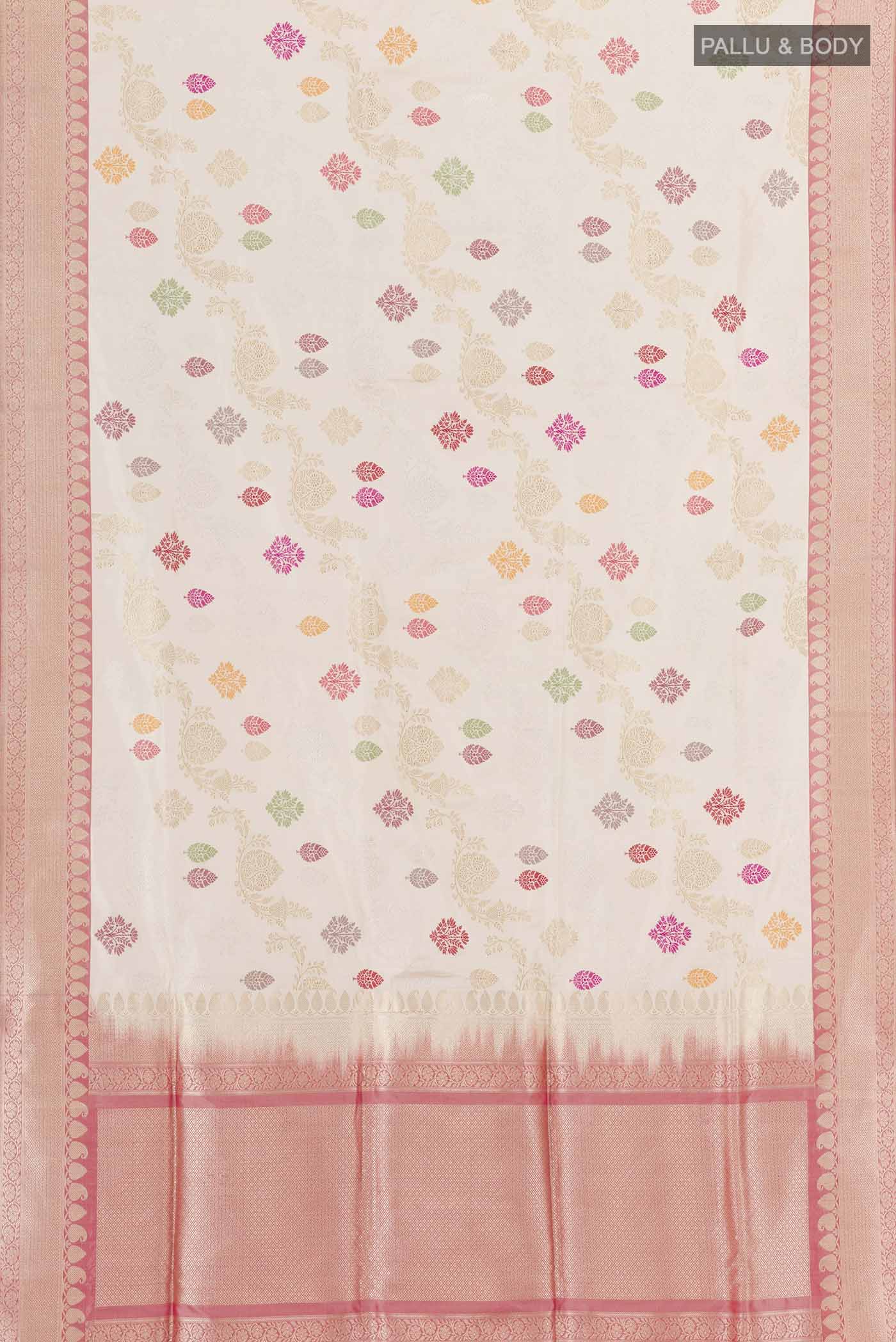 Off White Banarasi Silk Saree - Image 5