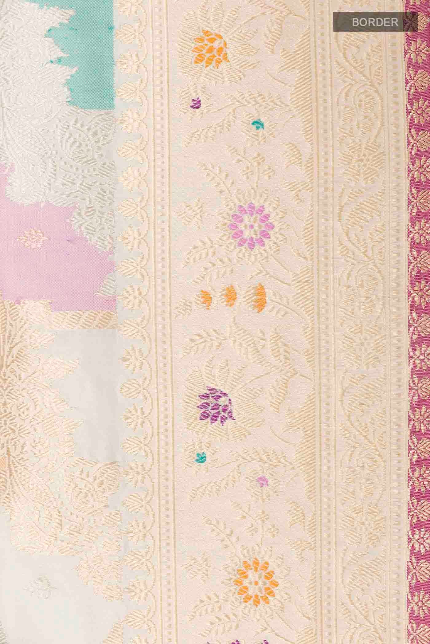 Off White Banarasi Silk Saree - Image 3