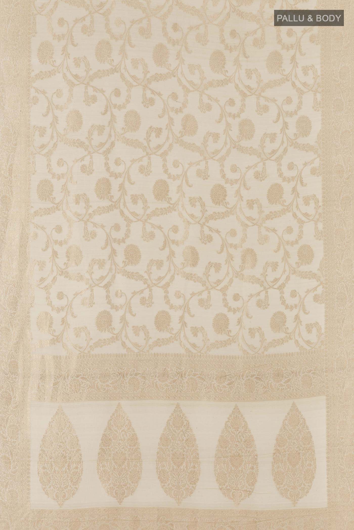 Off White Banarasi Tussar Georgette Saree - Image 6