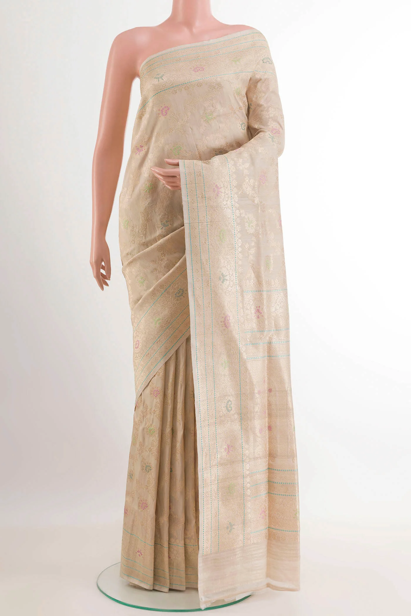Off White Banarasi Silk Saree