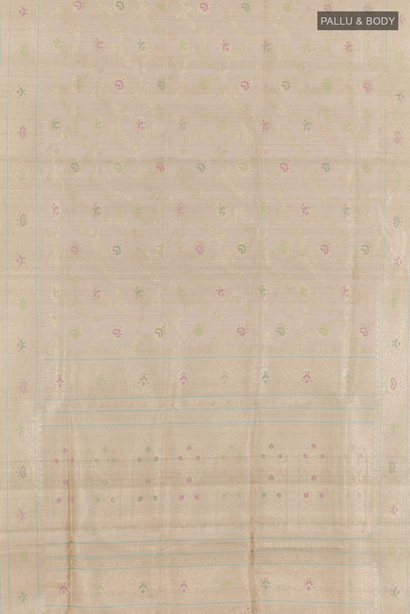 Off White Banarasi Silk Saree - Image 5