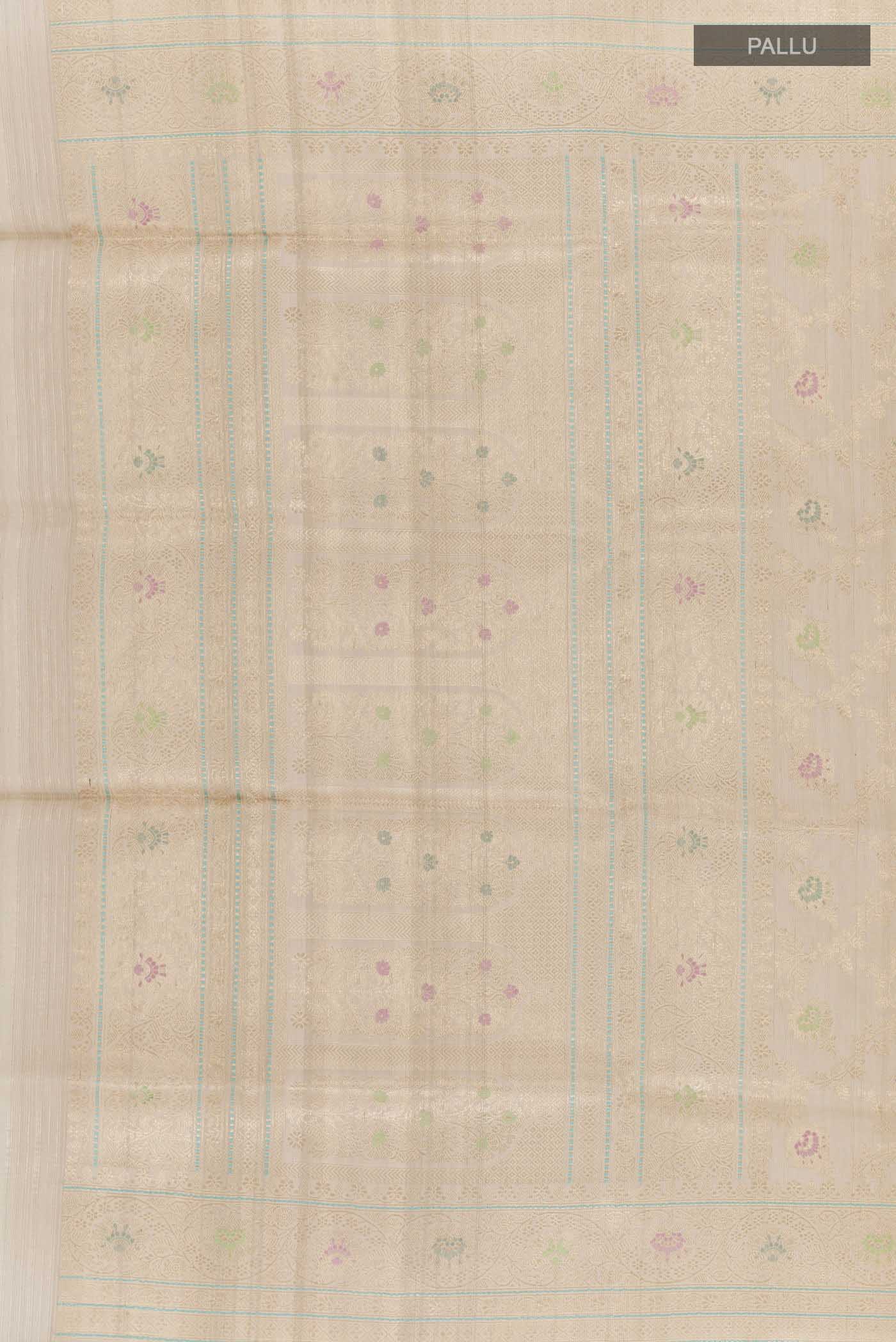Off White Banarasi Silk Saree - Image 6