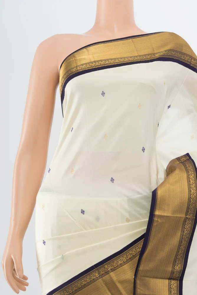 Off White Bangalore Silk Saree - Image 2