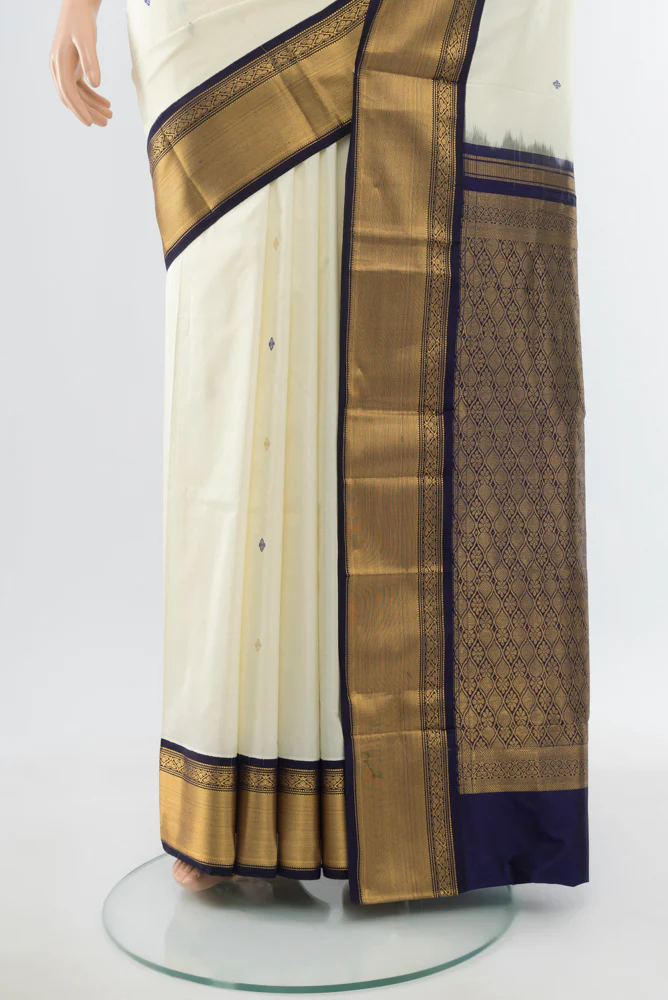 Off White Bangalore Silk Saree - Image 3