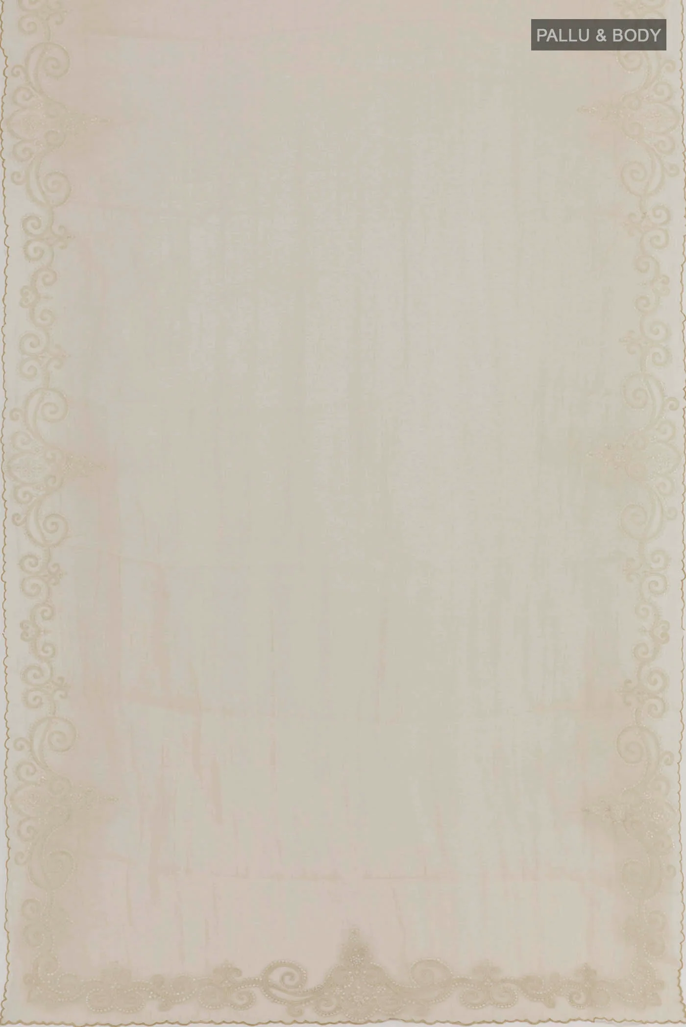 Off White Blended Silk Cotton Saree - Image 3