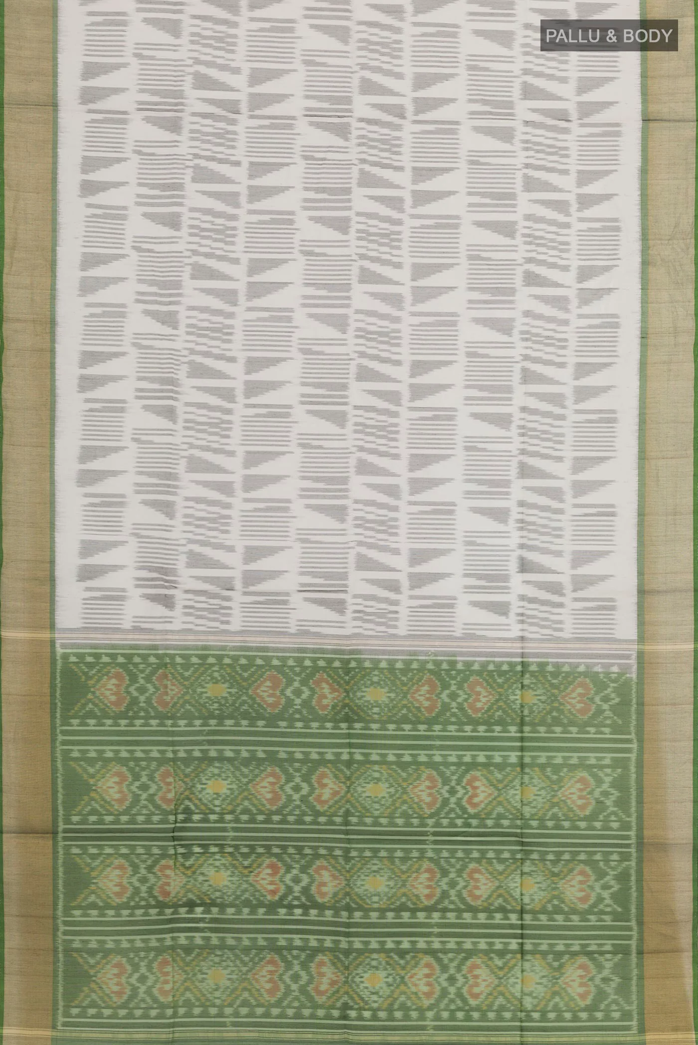 Off White Silk Cotton Saree - Image 3
