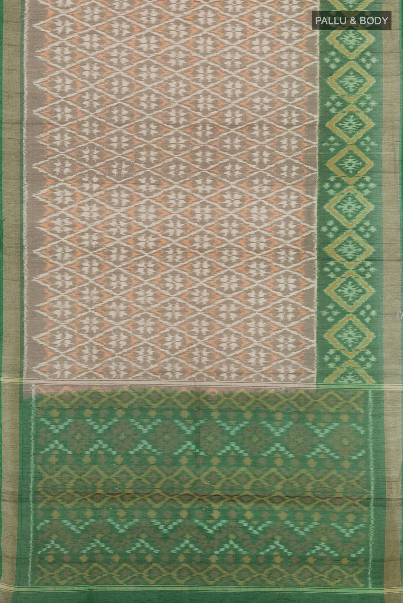 Grey Silk Cotton Saree - Image 3