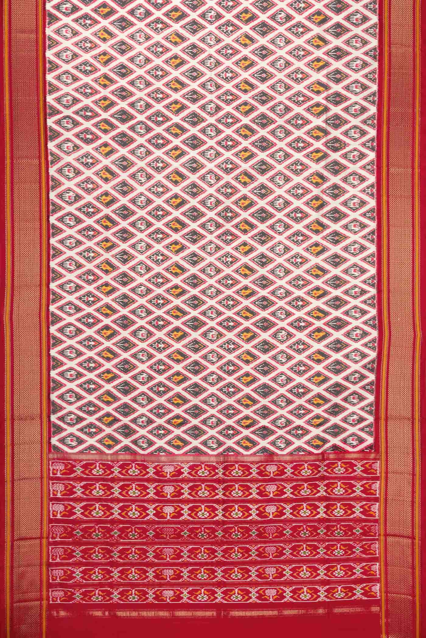 Off White Double Ikat Saree - Image 4