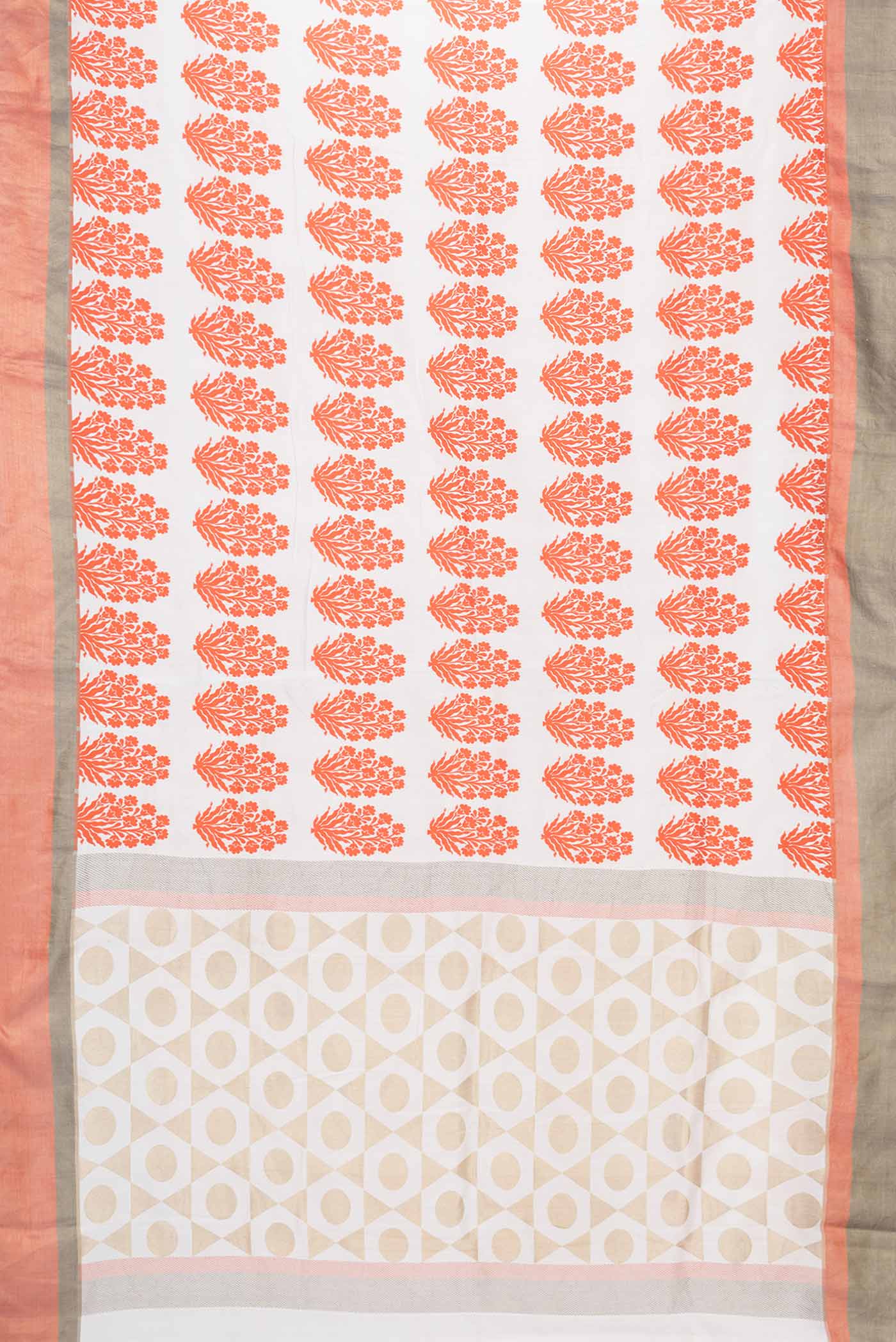 Off White Dual Tone Banarasi Silk Saree - Image 6