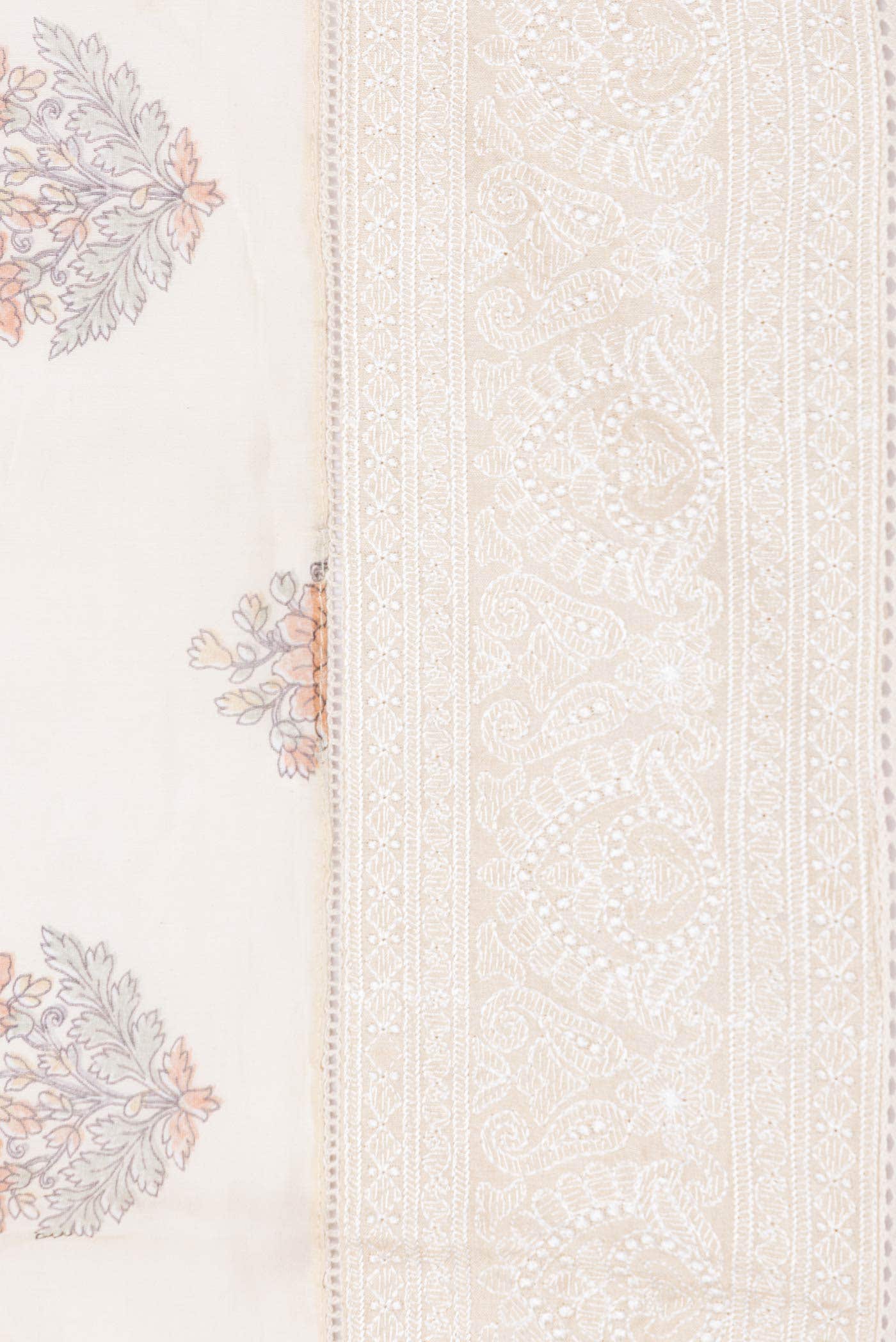 Off White Dual Tone Chanderi Silk Saree - Image 3