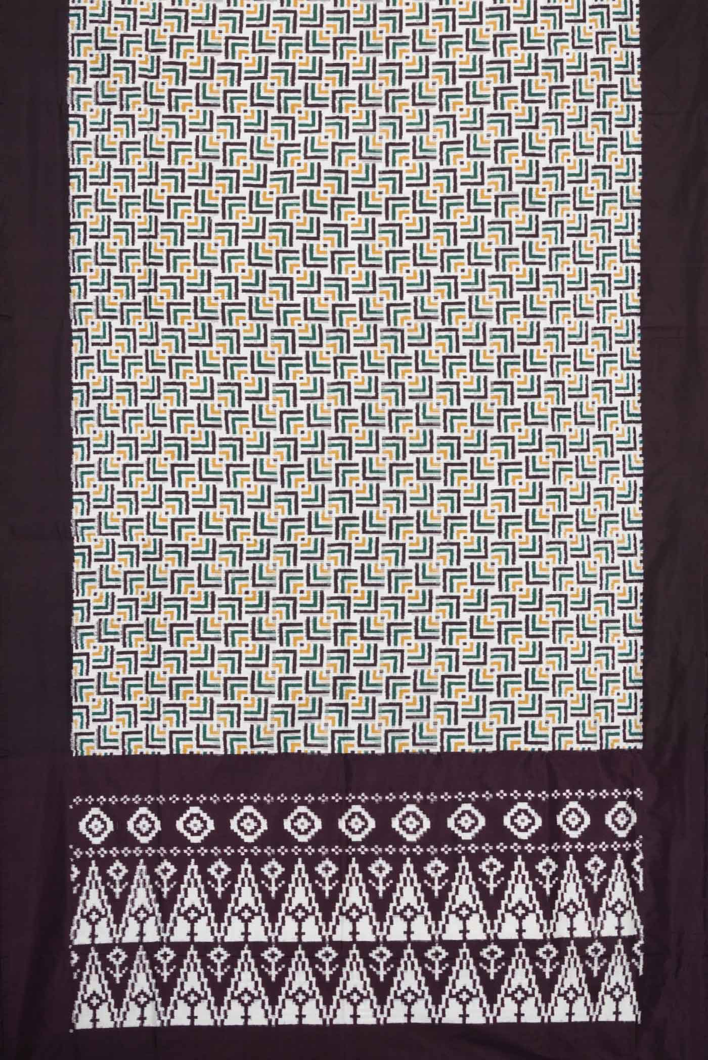 Off White Pochampally Silk Saree - Image 6