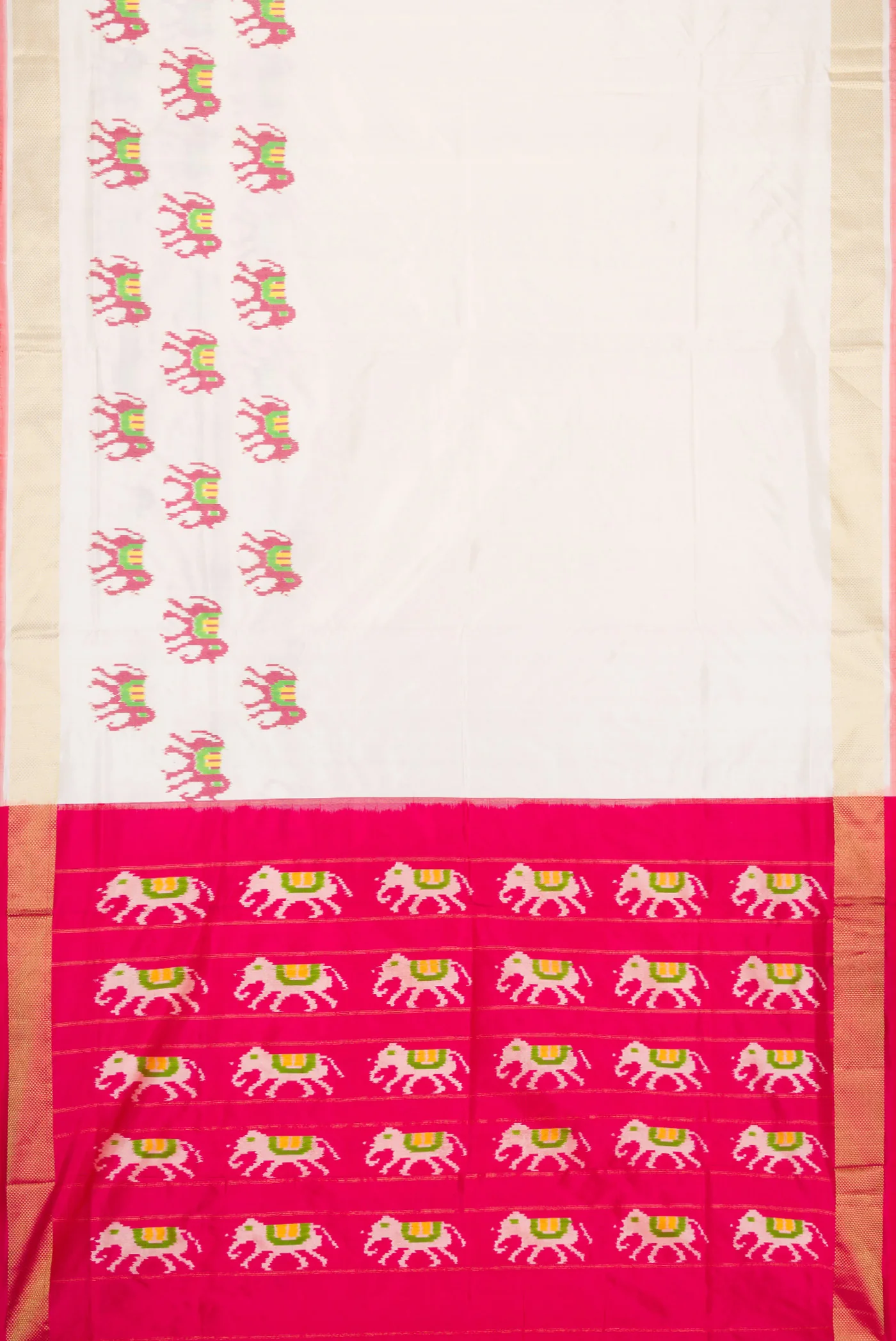 White Pochampally Silk Saree - Image 6