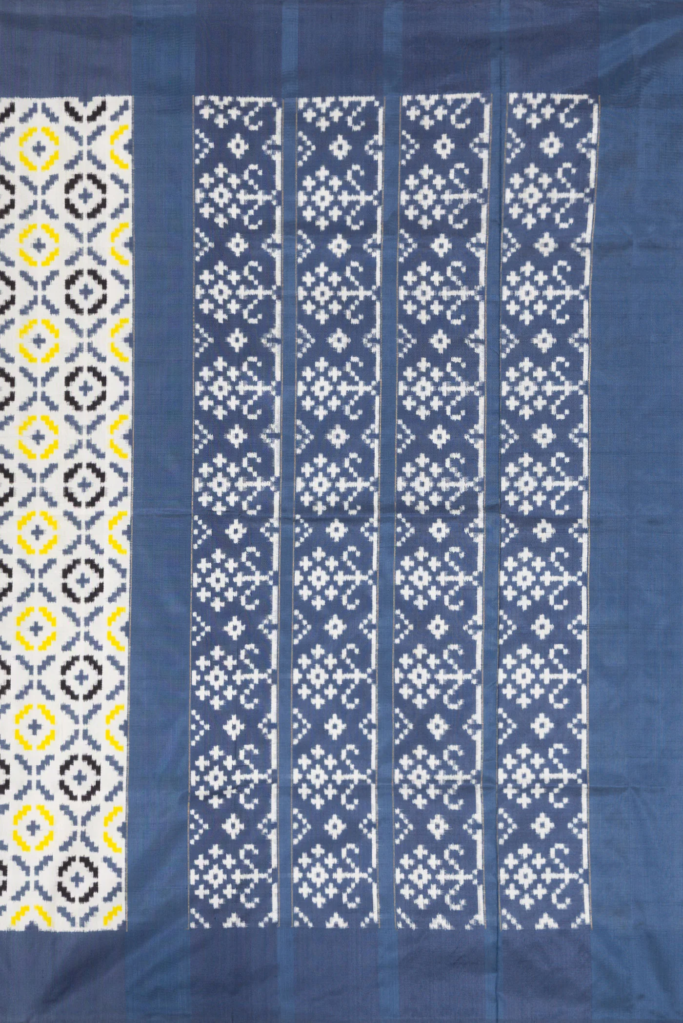 Off White Double Ikat Saree - Image 7