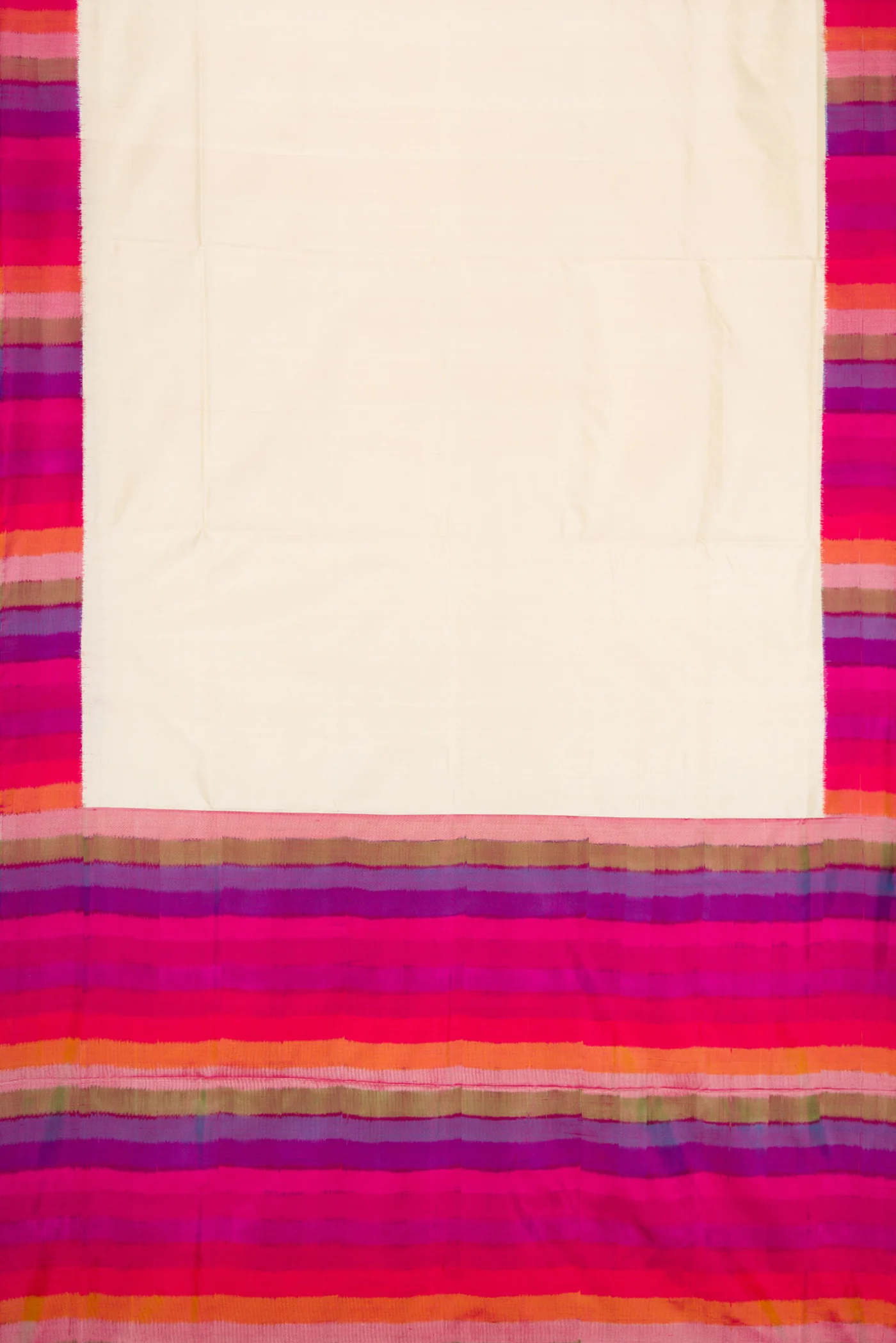 Off White Double Ikat Saree - Image 6