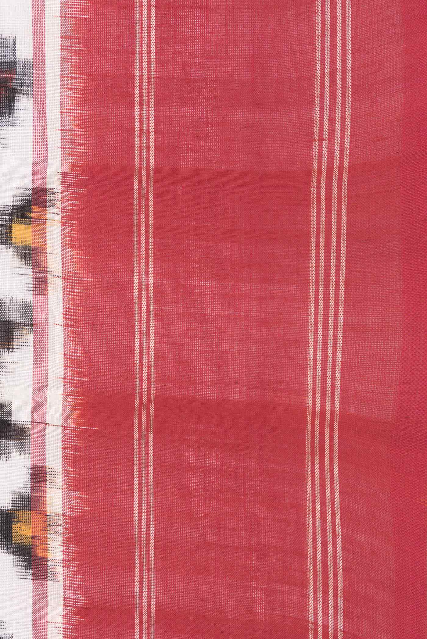 Off White Dual Tone Double Ikat Saree - Image 3