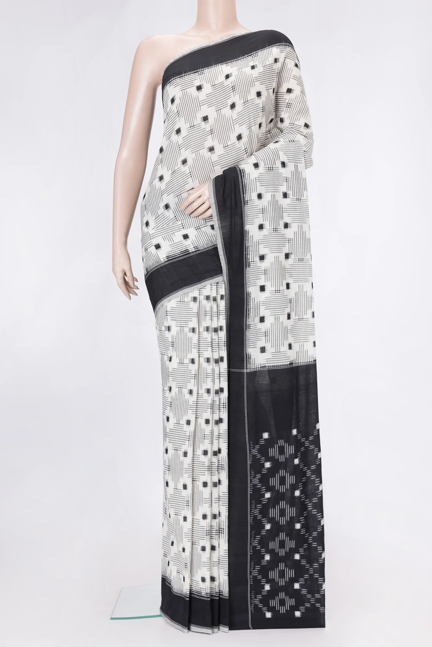 Off White Pochampally Cotton Saree