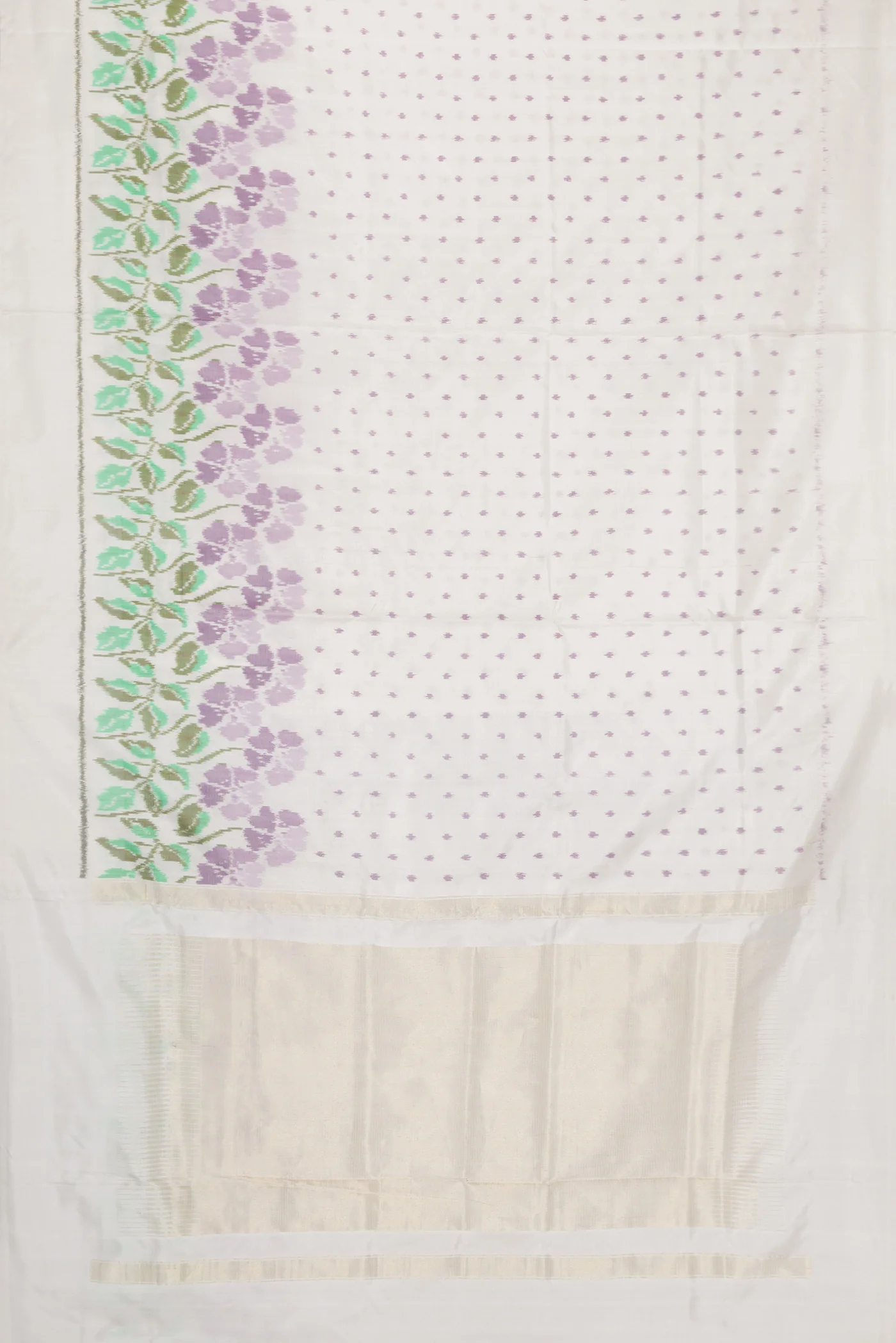 White Double Ikat Saree - Image 6