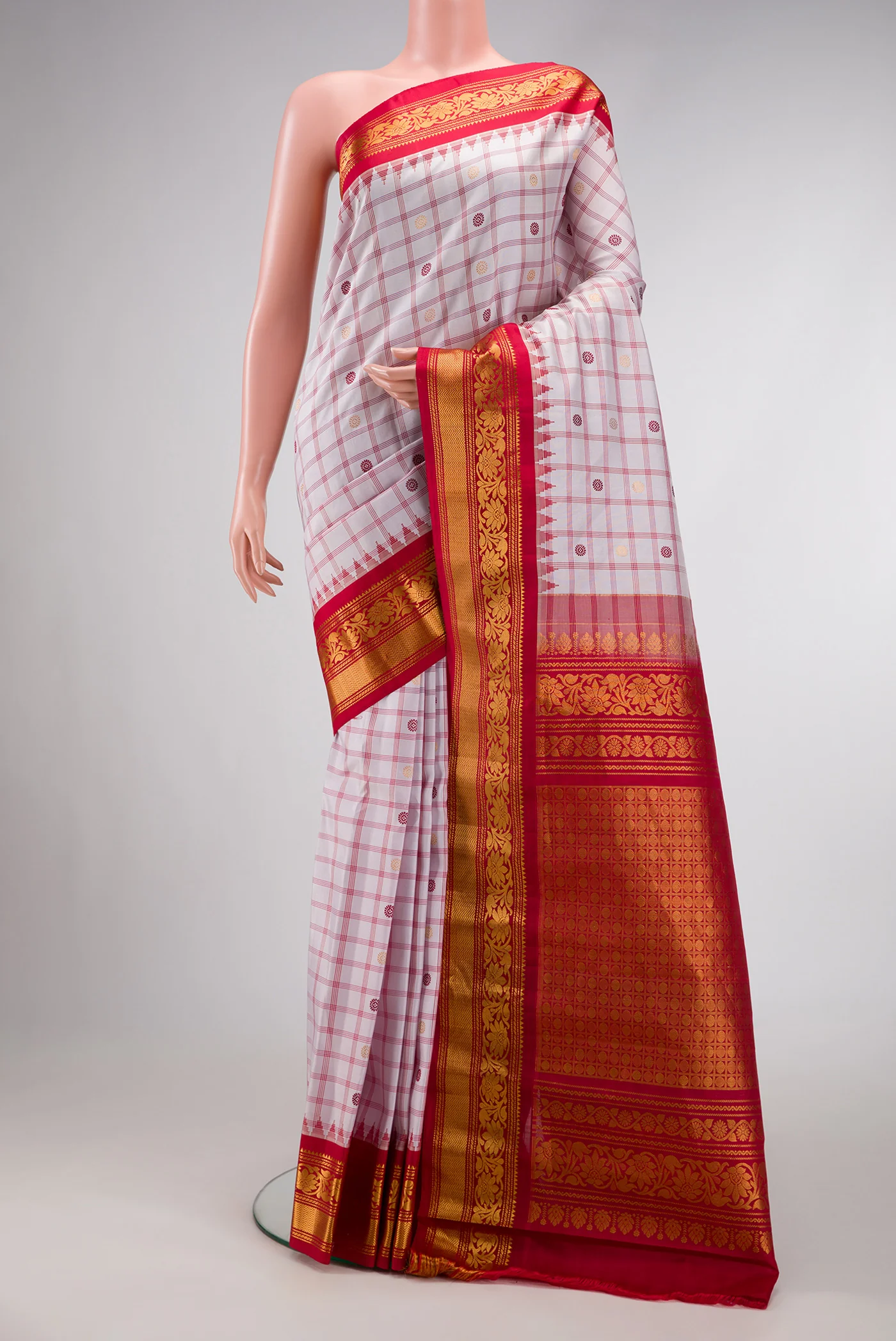 Off White Gadwal Silk Saree