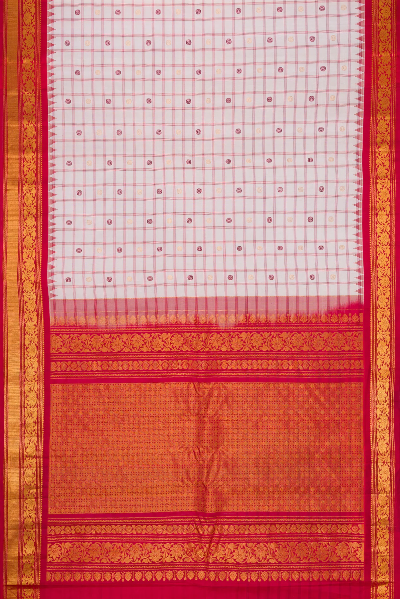 Off White Gadwal Silk Saree - Image 6