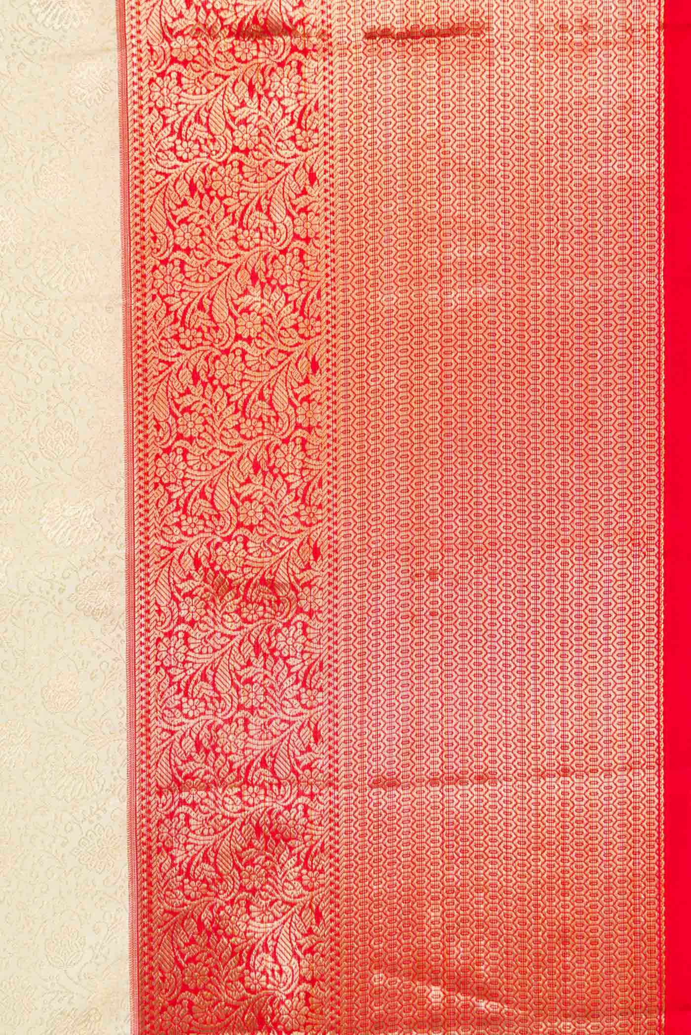 Off White Dual Tone Kanchipuram Silk Saree - Image 3