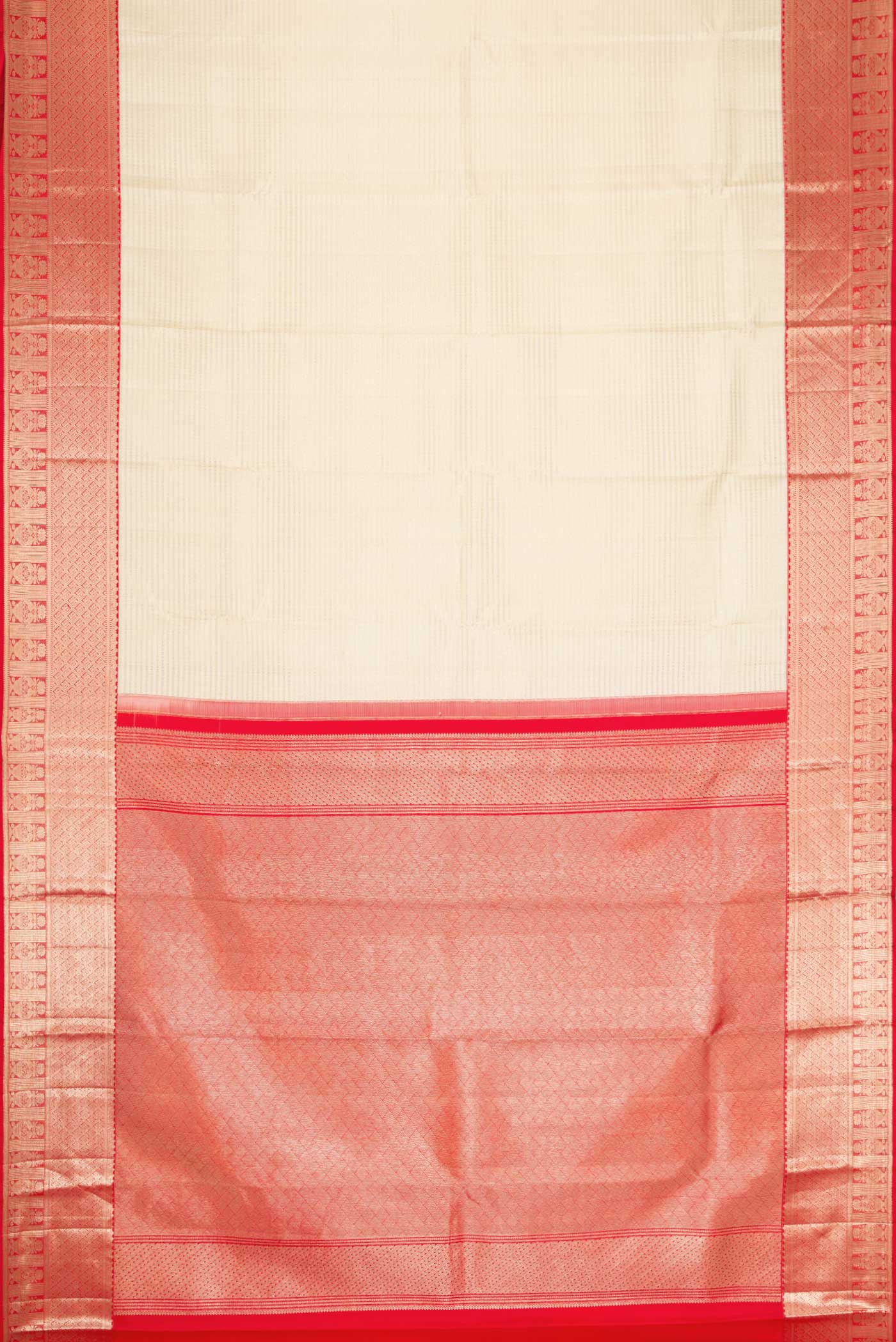 Off White Dual Tone Kanjivaram Silk Saree - Image 6
