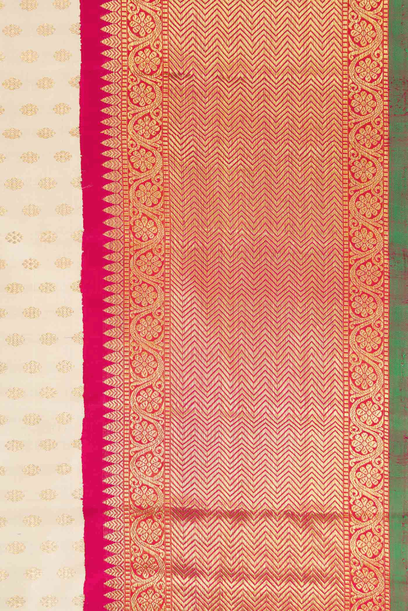 Off White Dual Tone Kanjivaram Silk Saree - Image 3