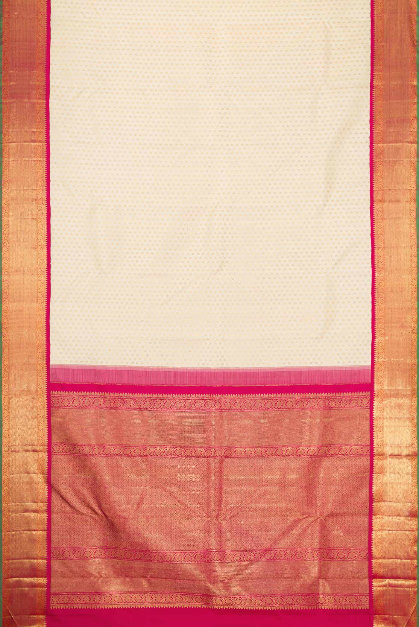 Off White Dual Tone Kanjivaram Silk Saree - Image 6
