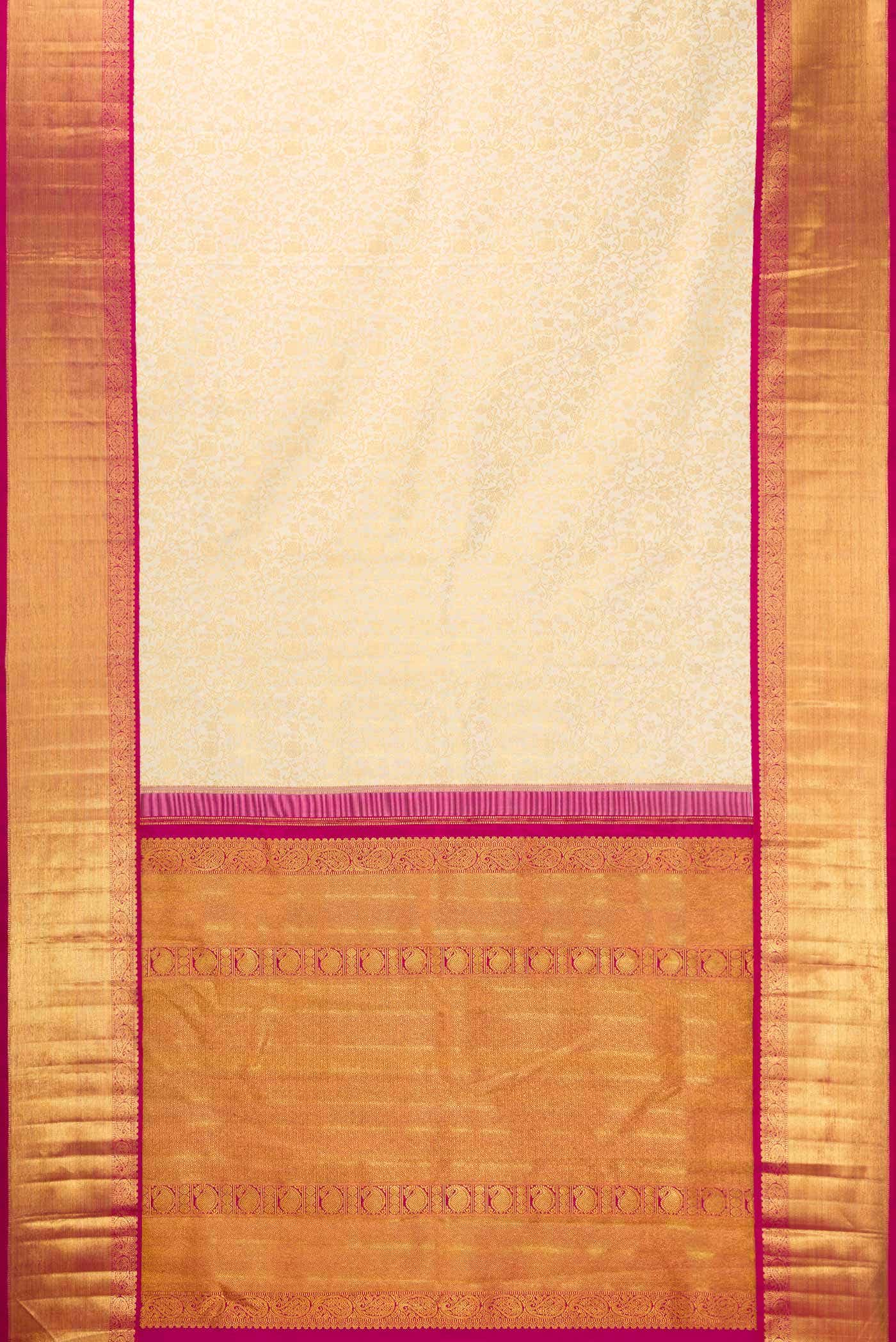 Pure Silk Pure Zari Off White Dual Tone Kanjivaram Saree - Image 4